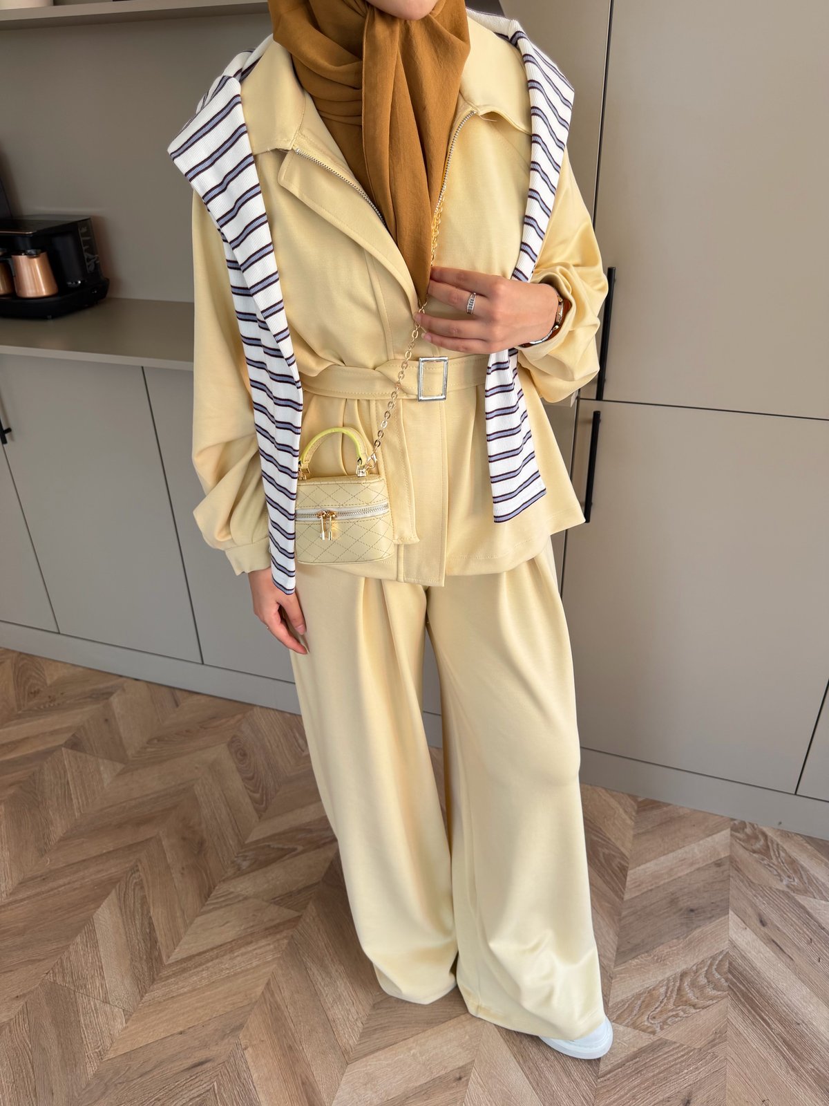 Linel Fermuarlı Pantolon Takım Butteryellow (4555)
