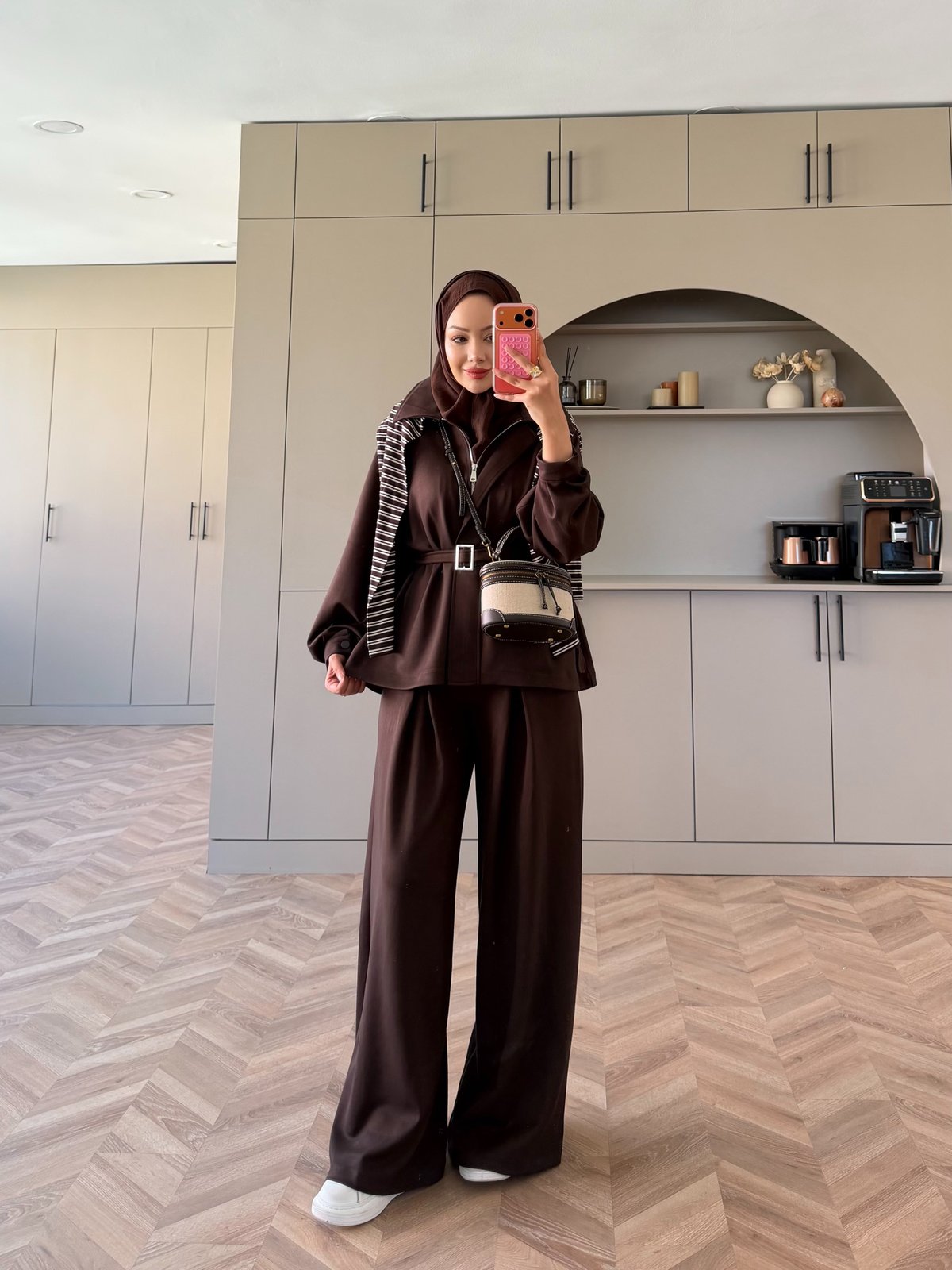 Linel Fermuarlı Oysh Takım Kahve (4555)