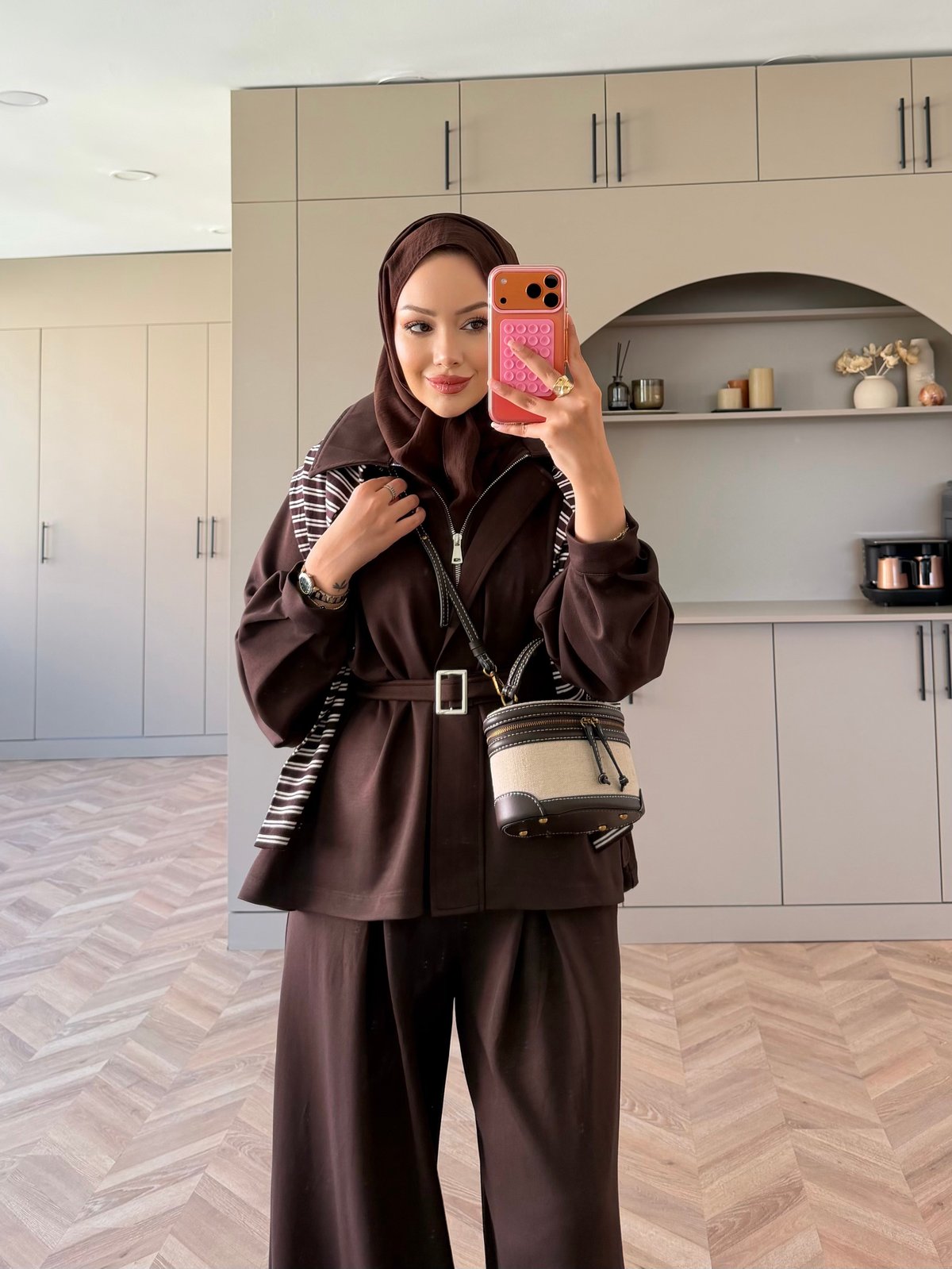 Linel Fermuarlı Oysh Takım Kahve (4555)