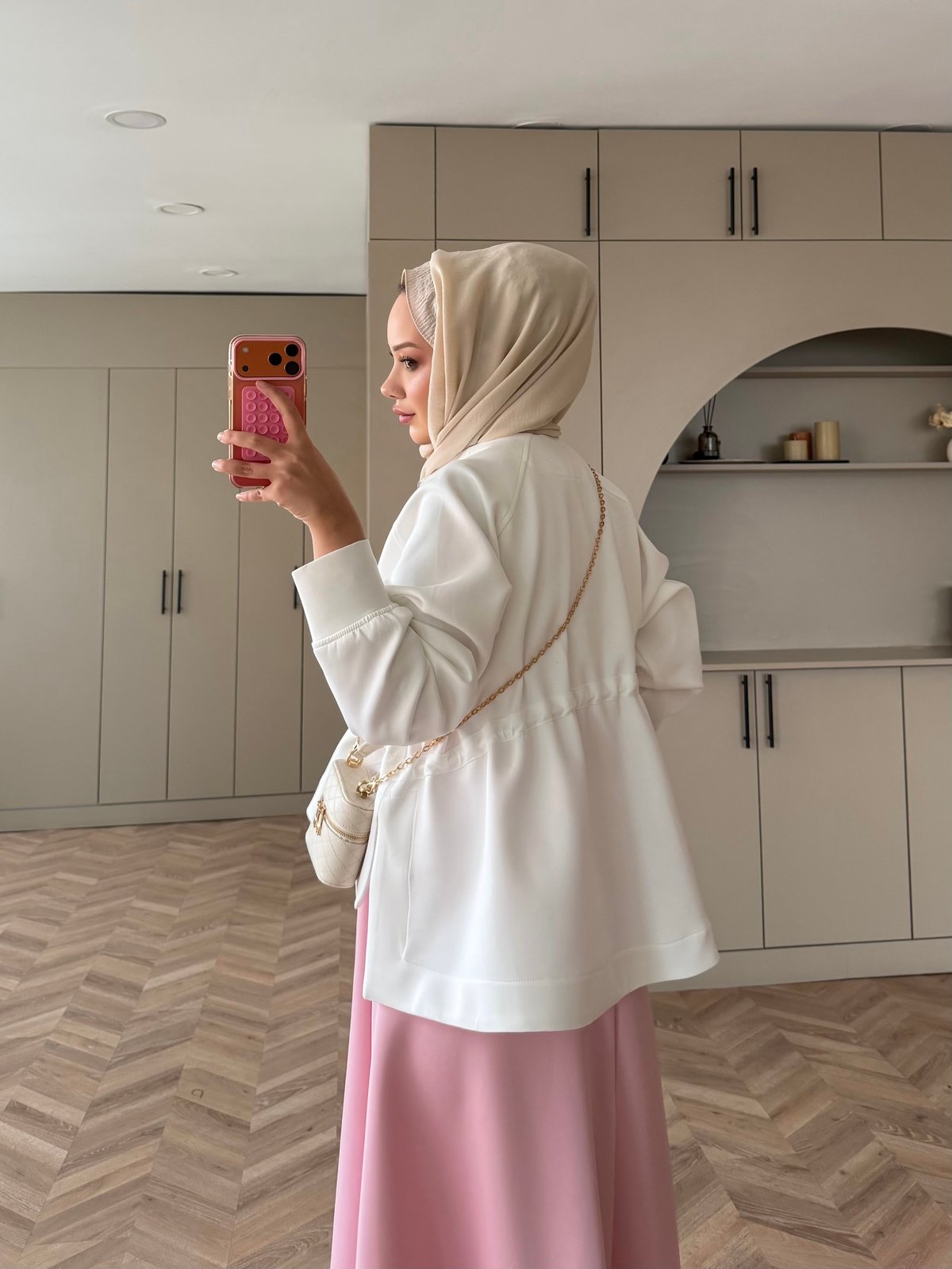 Lioli Beli Büzgülü Ceket Beyaz (160004)