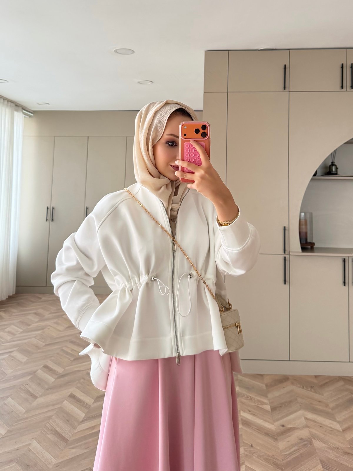 Lioli Beli Büzgülü Ceket Beyaz (160004)