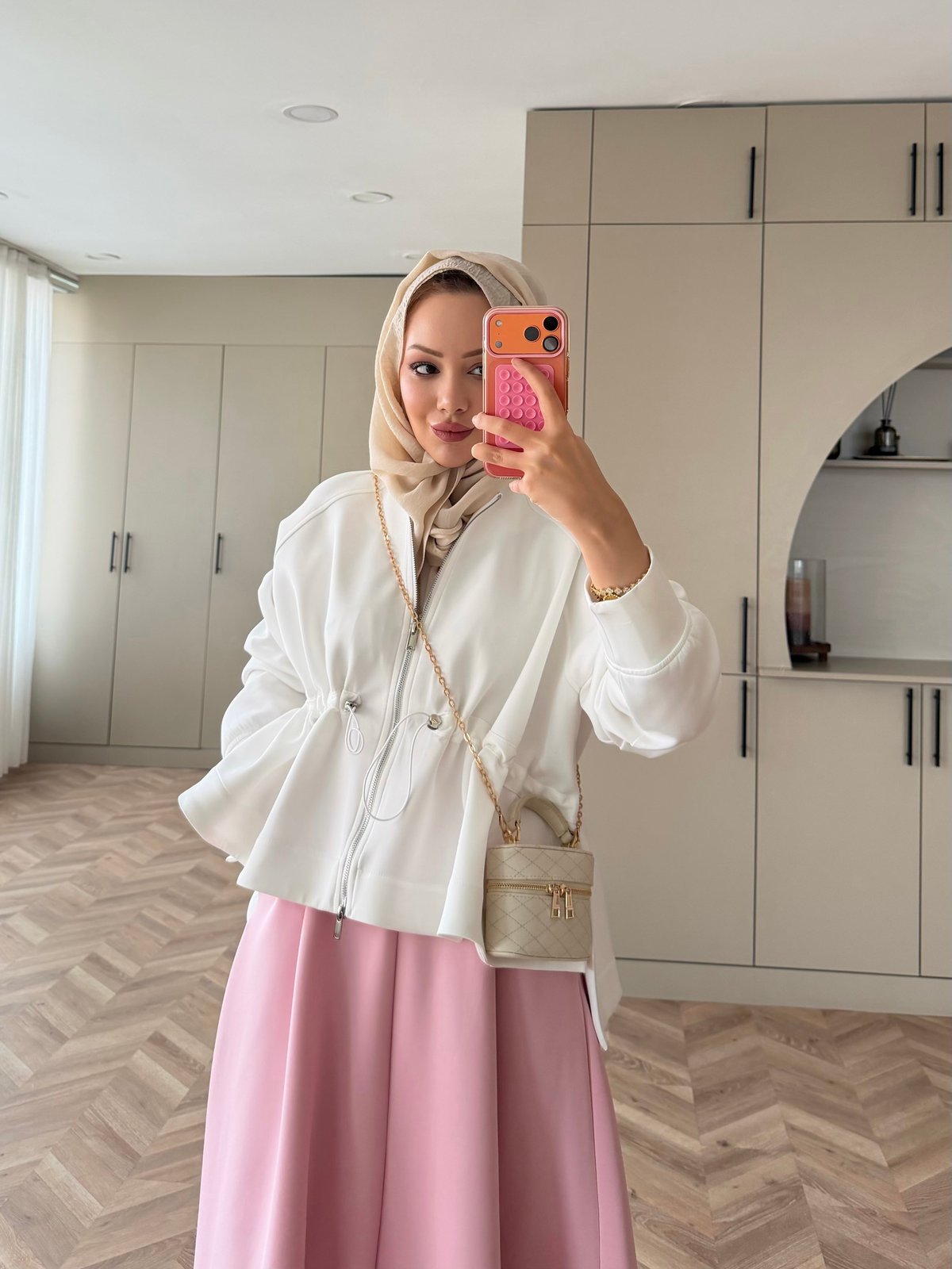 Lioli Beli Büzgülü Ceket Beyaz (160004)