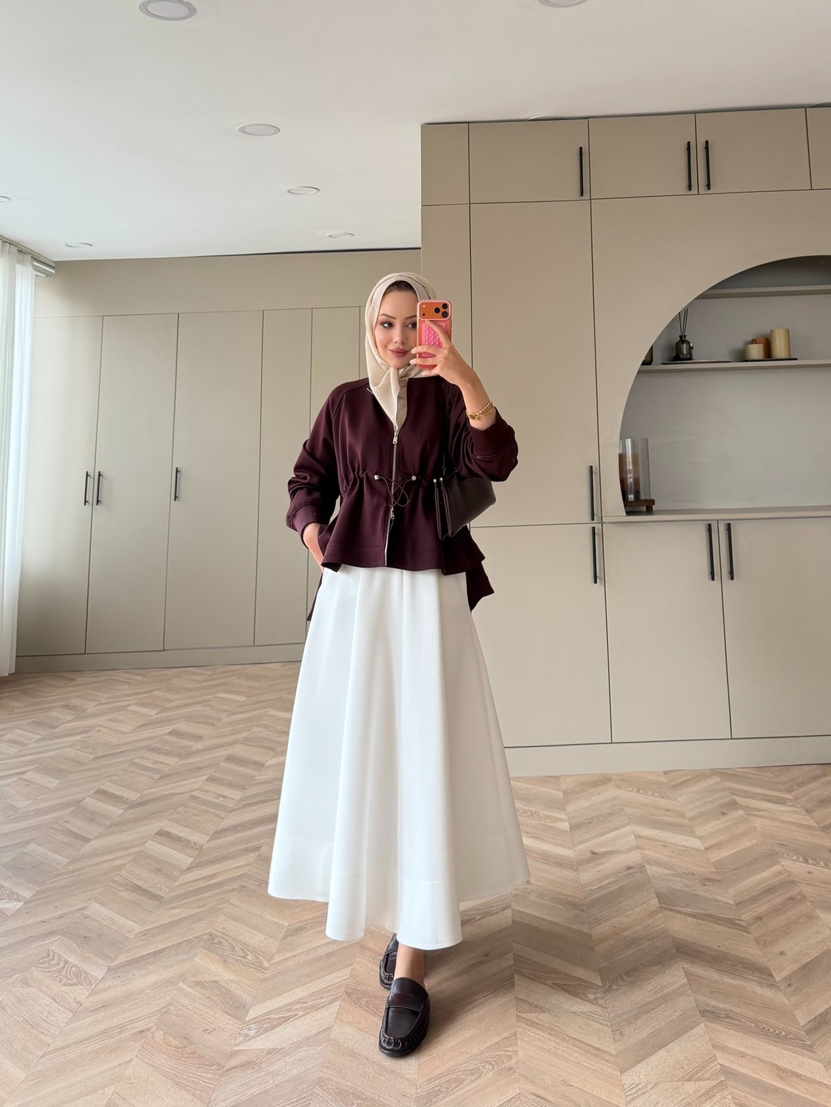 Lioli Beli Büzgülü Ceket Bordo (160004)