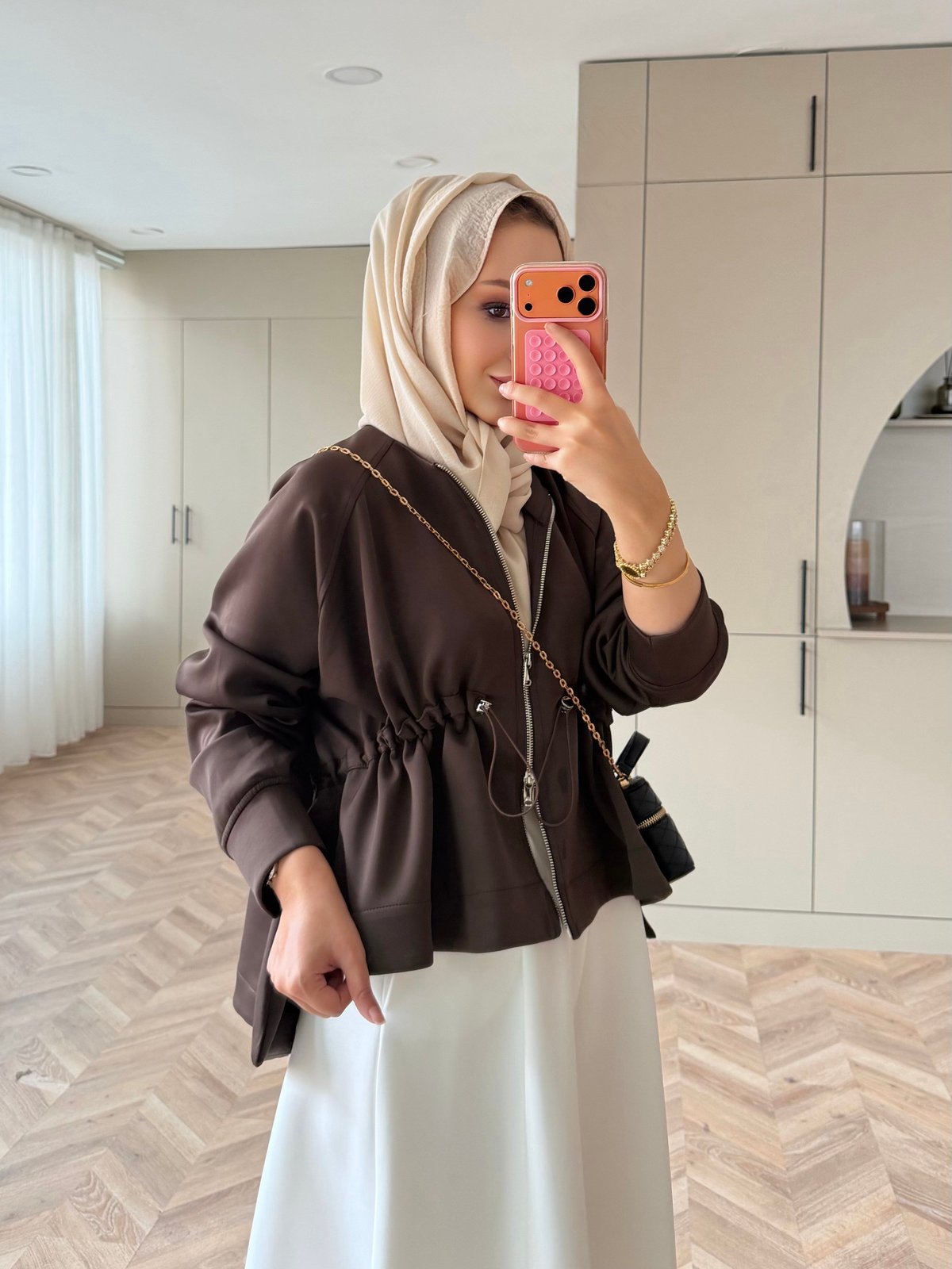 Lioli Beli Büzgülü Ceket Kahve (160004)