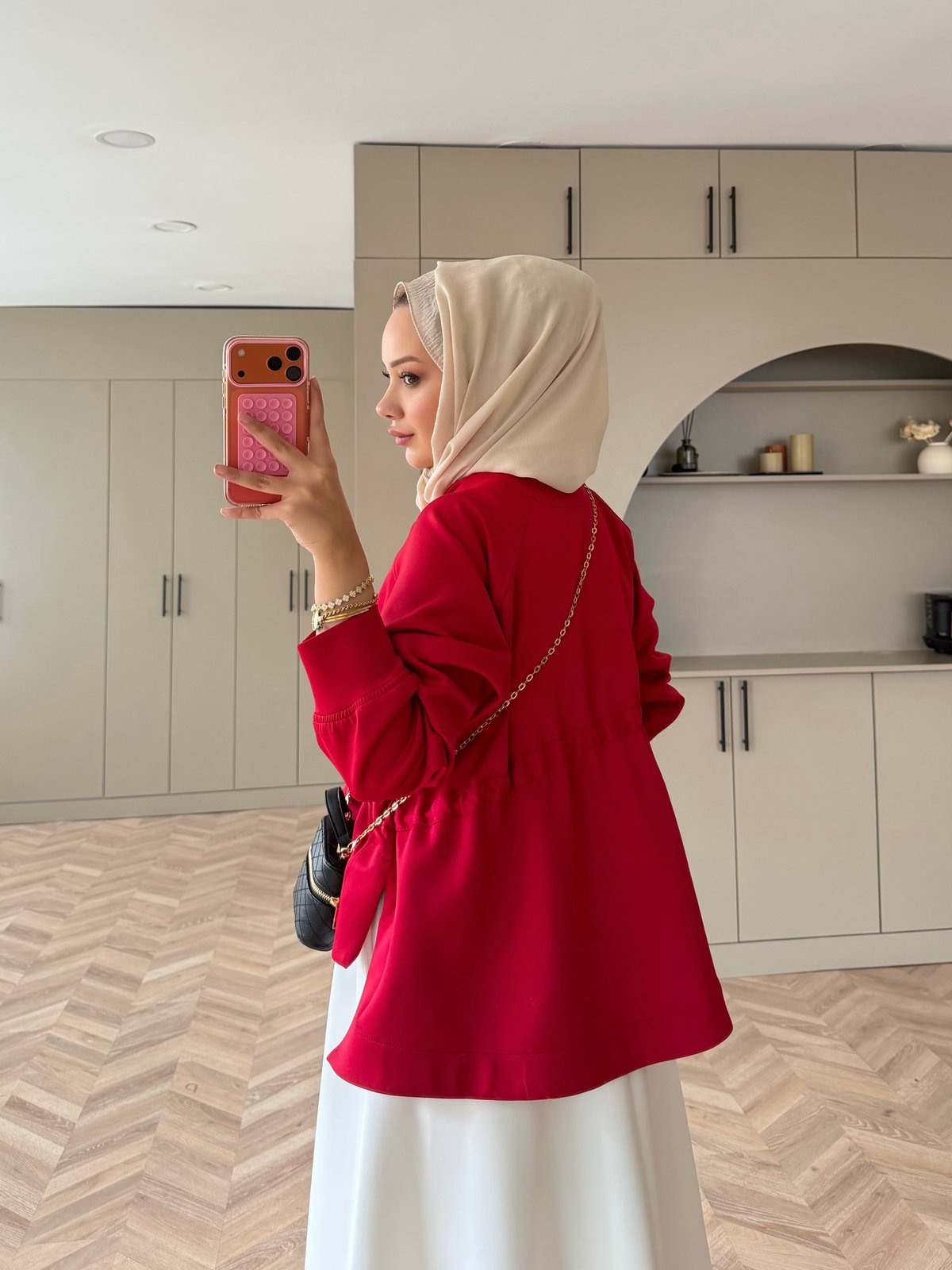 Lioli Beli Büzgülü Ceket Kırmızı (160004)
