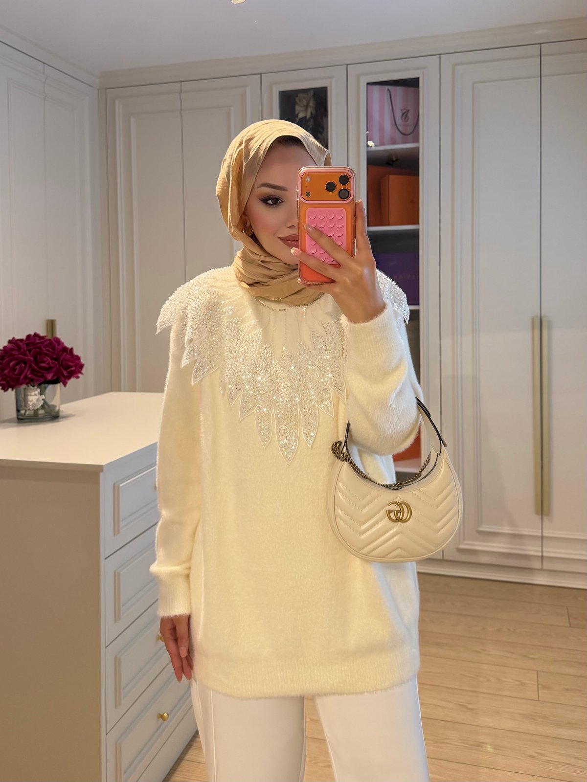 Liza İşlemeli Angora Kazak Mürdüm (2650)