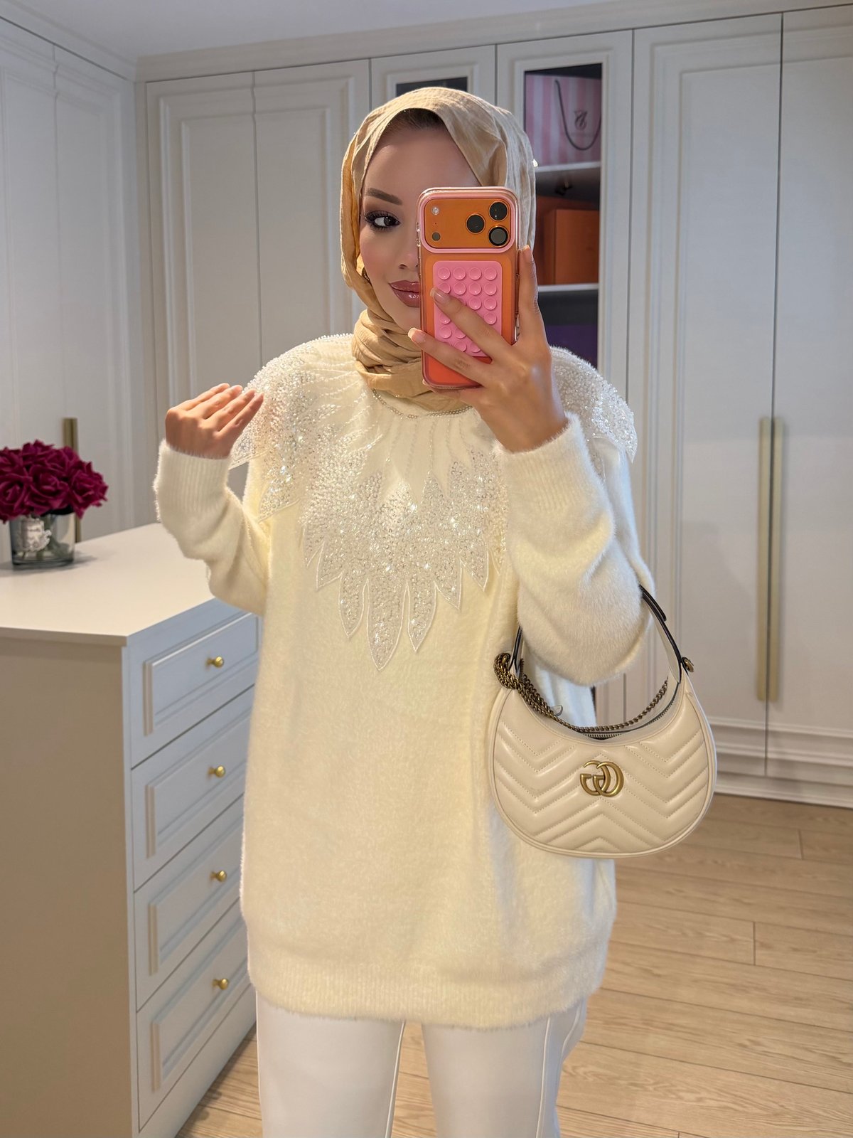 Liza İşlemeli Angora Kazak Mürdüm (2650)