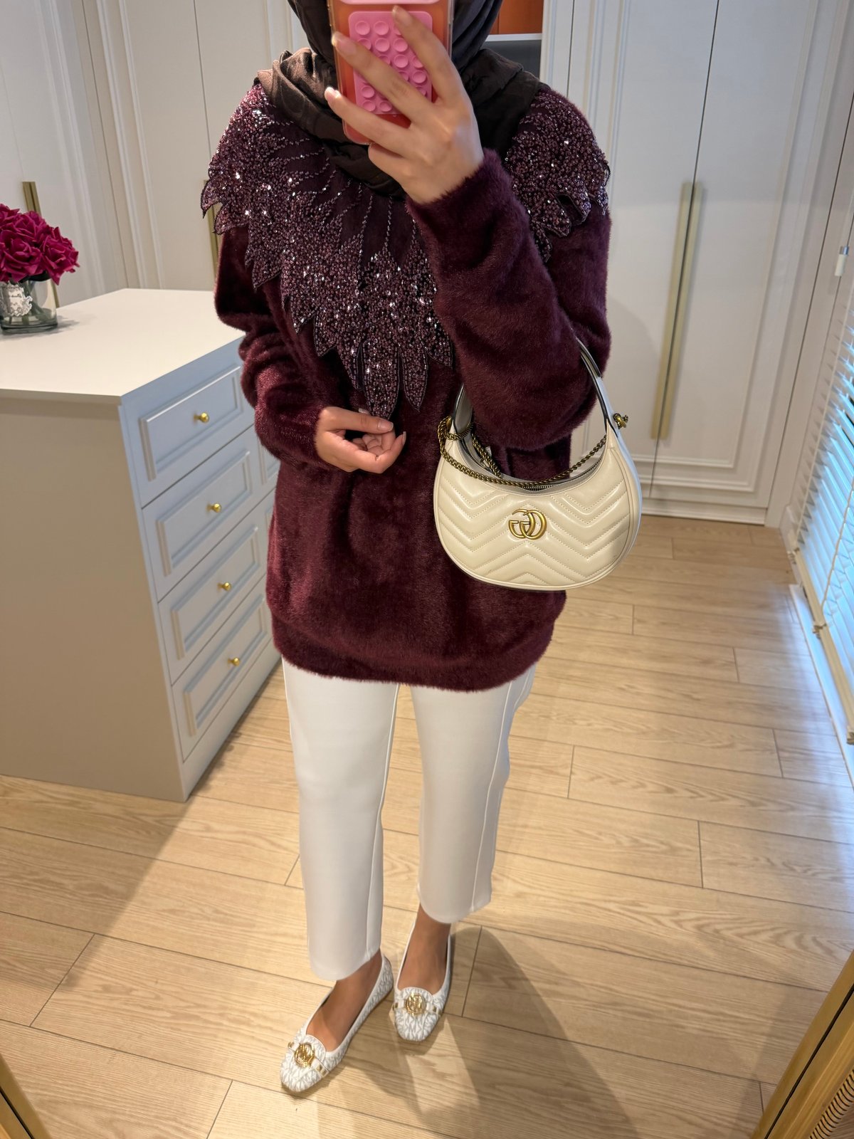 Liza İşlemeli Angora Kazak Mürdüm (2650)