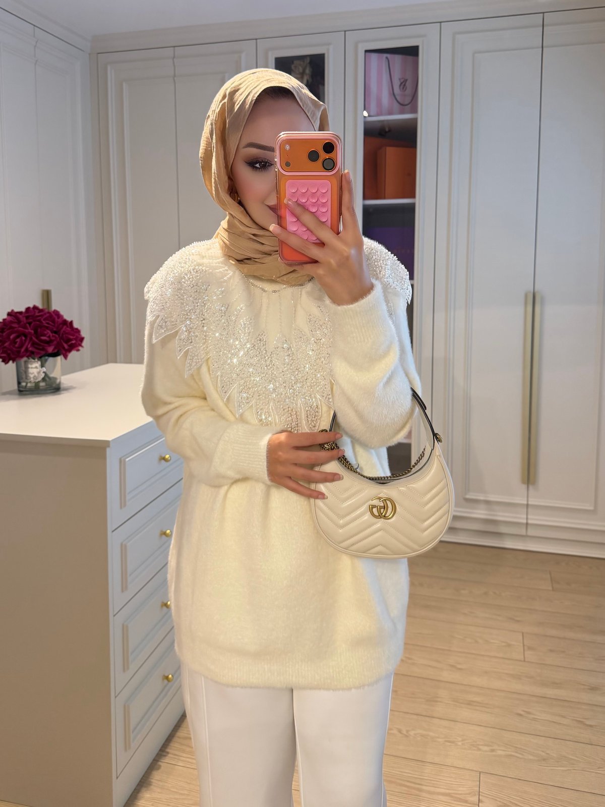 Liza İşlemeli Angora Kazak Mürdüm (2650)