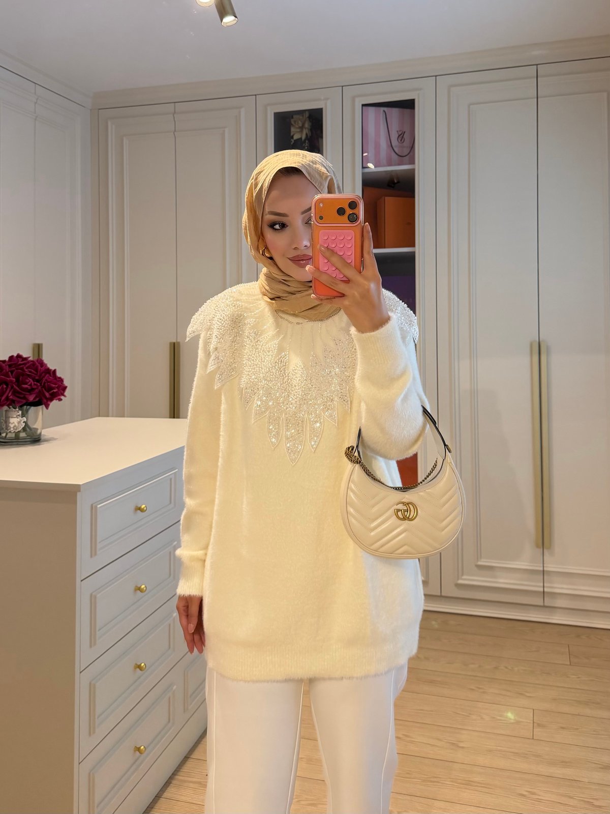 Liza İşlemeli Angora Kazak Mürdüm (2650)