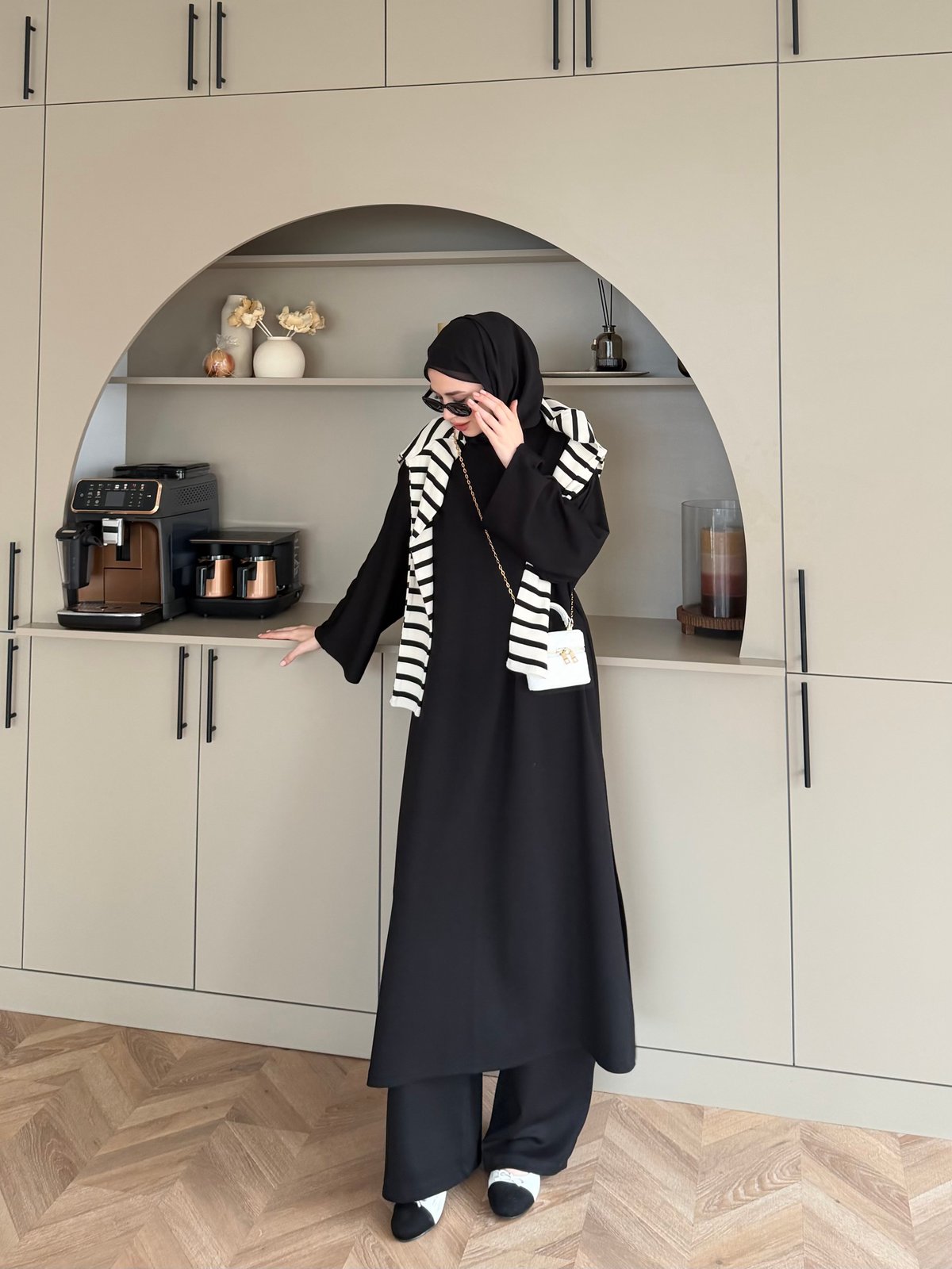 Louchy Oysh Yırtmaçlı Pantolonlu Takım Siyah (8083)