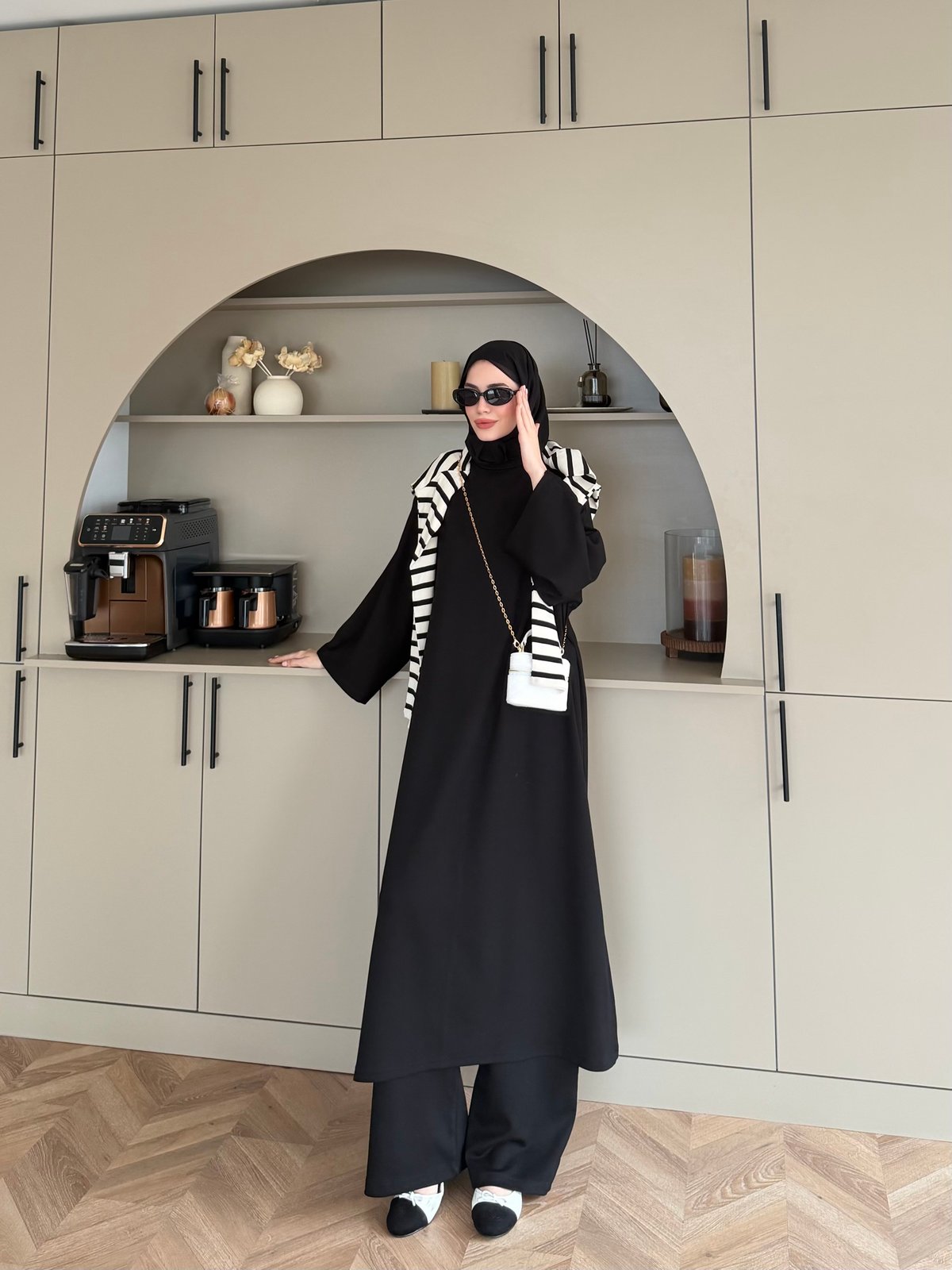 Louchy Oysh Yırtmaçlı Pantolonlu Takım Siyah (8083)
