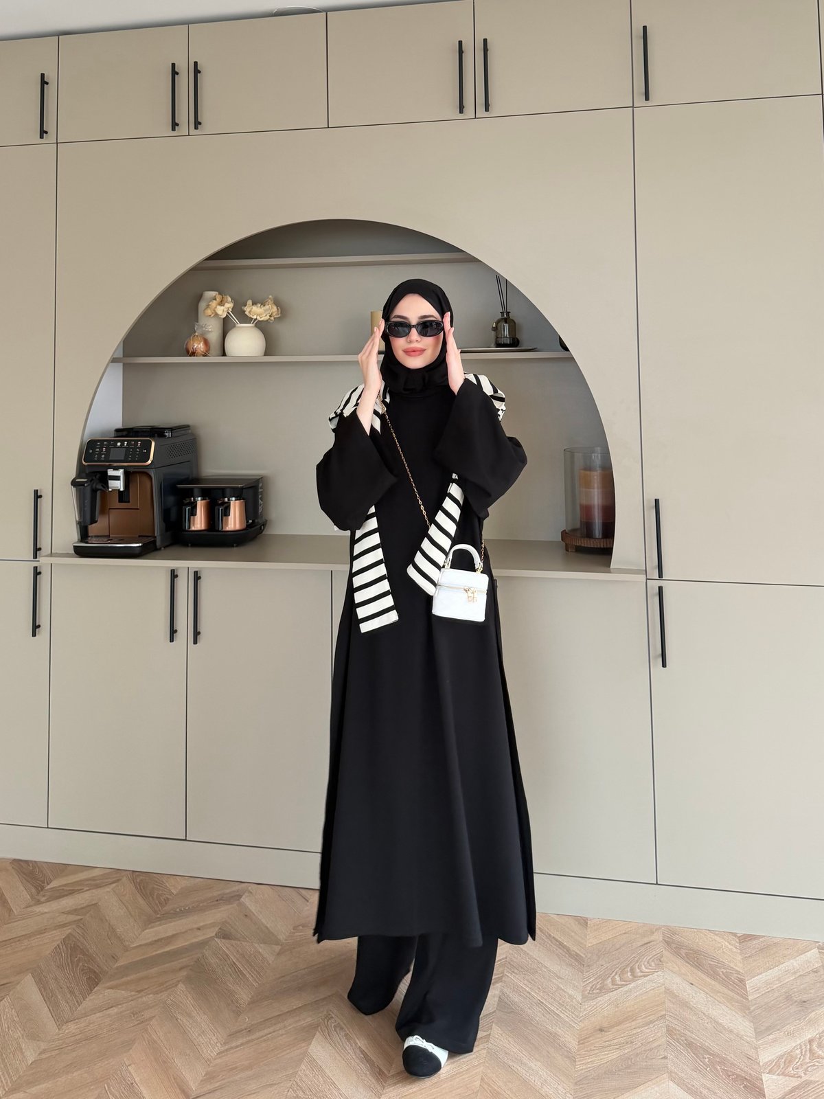 Louchy Oysh Yırtmaçlı Pantolonlu Takım Siyah (8083)
