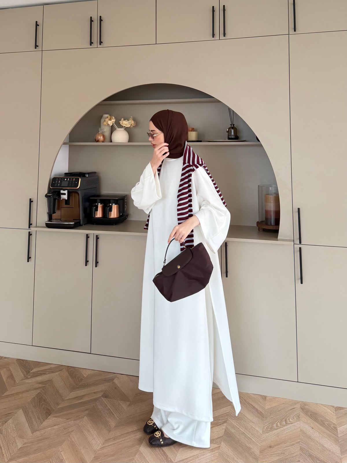 Louchy Oysh Yırtmaçlı Pantolonlu Takım Beyaz (8083)
