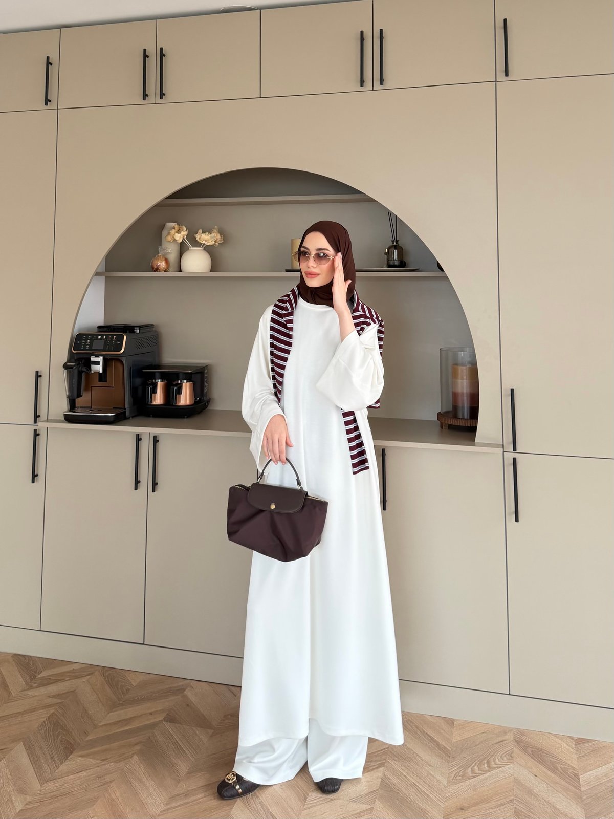 Louchy Oysh Yırtmaçlı Pantolonlu Takım Beyaz (8083)