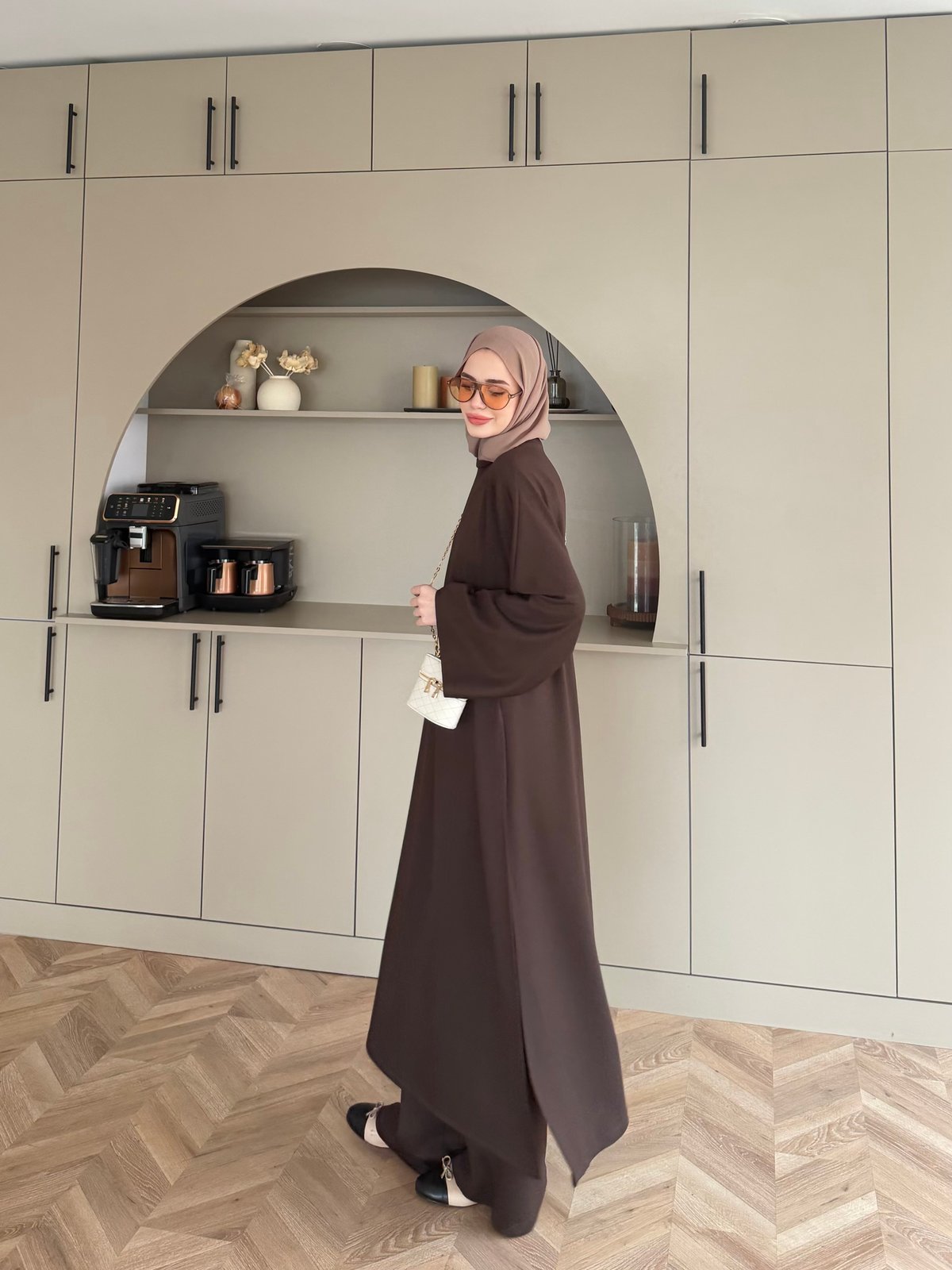 Louchy Oysh Yırtmaçlı Pantolonlu Takım Kahve (8083)