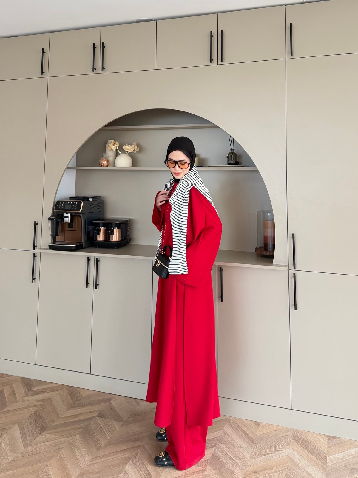 Louchy Yırtmaçlı Pantolonlu Takım Kırmızı (8083)