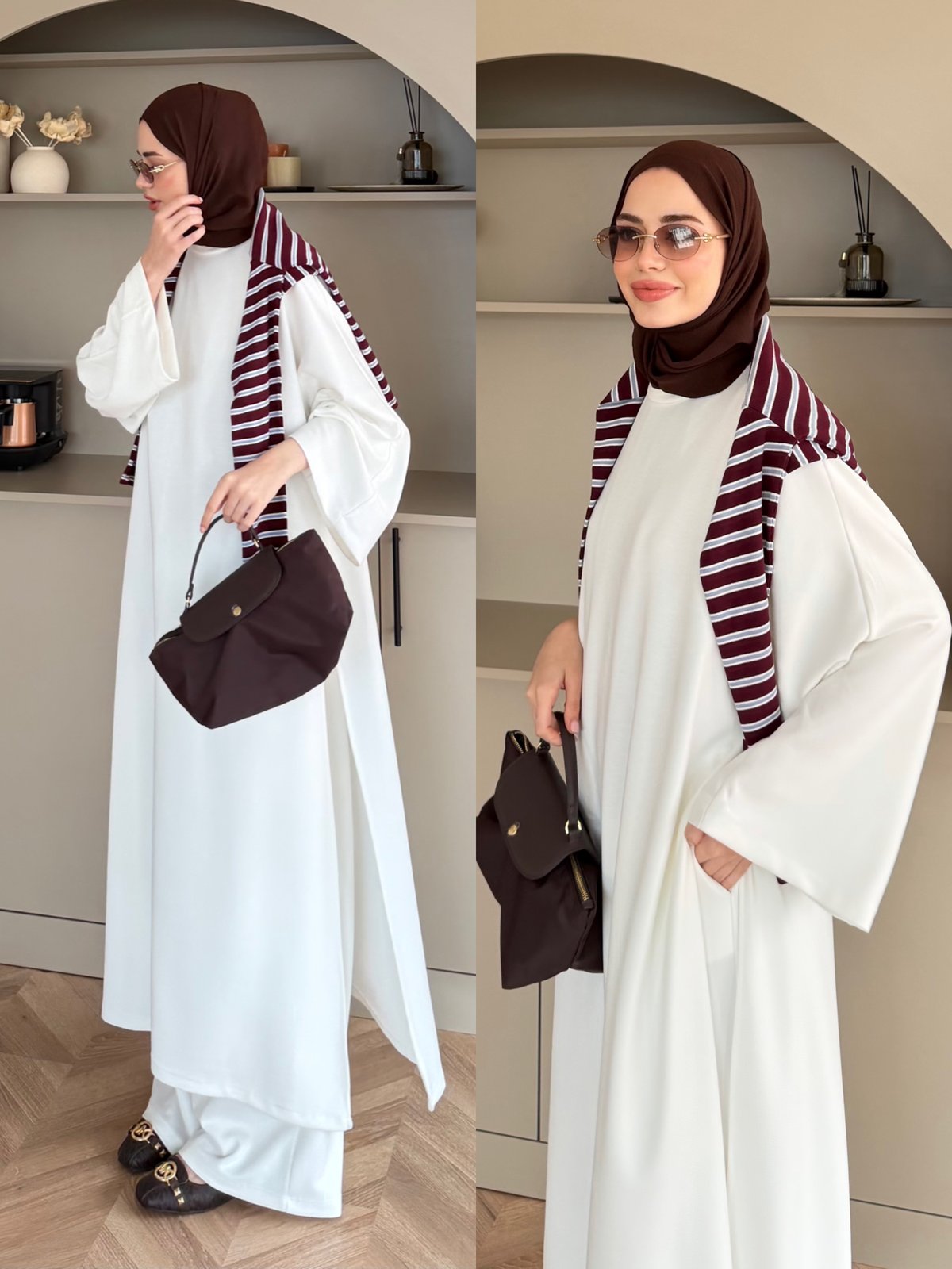 Louchy Oysh Yırtmaçlı Pantolonlu Takım Beyaz (8083)