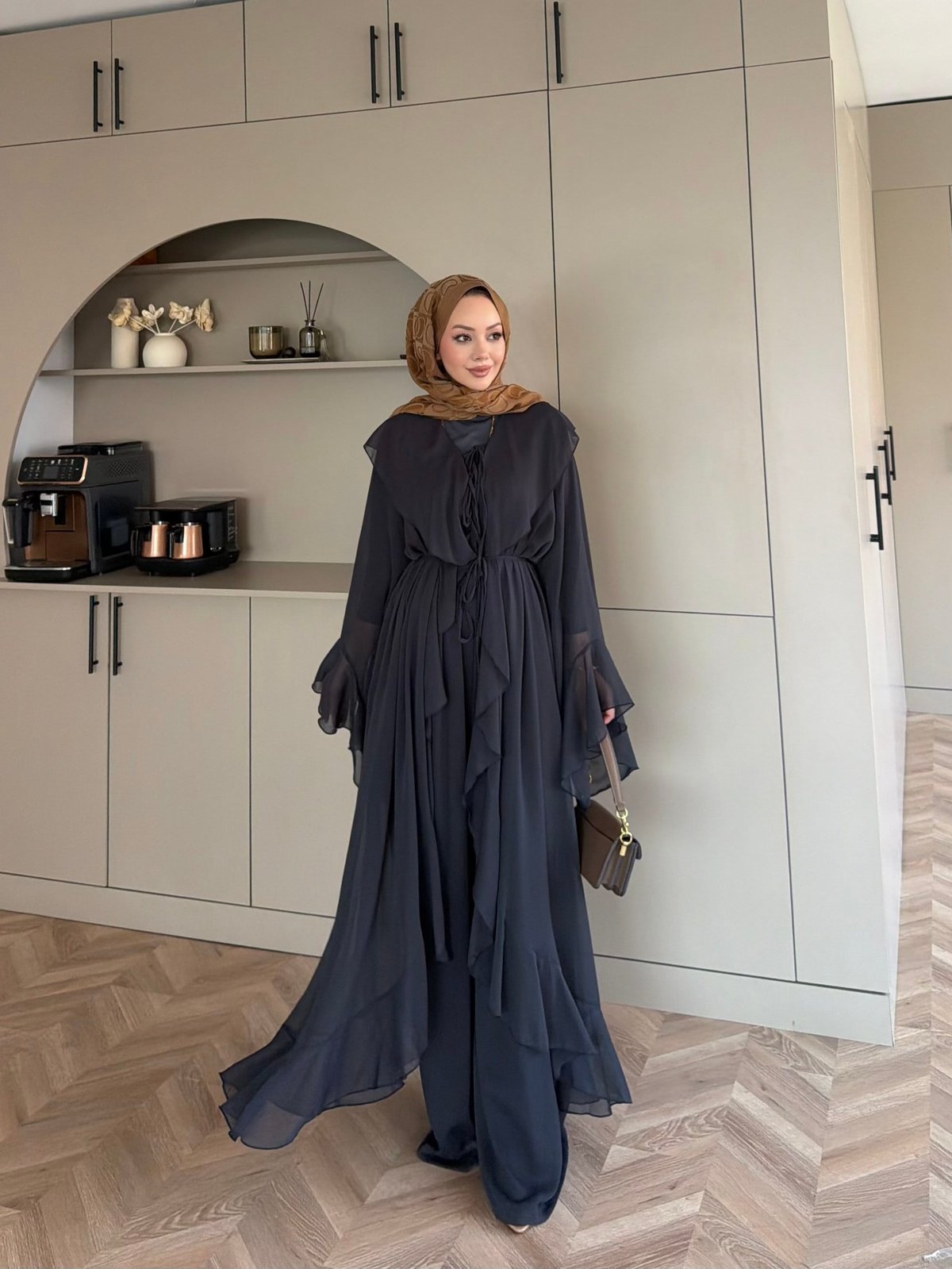 Lumira Abaya Pantolonlu Takım Lacivert (8578) 