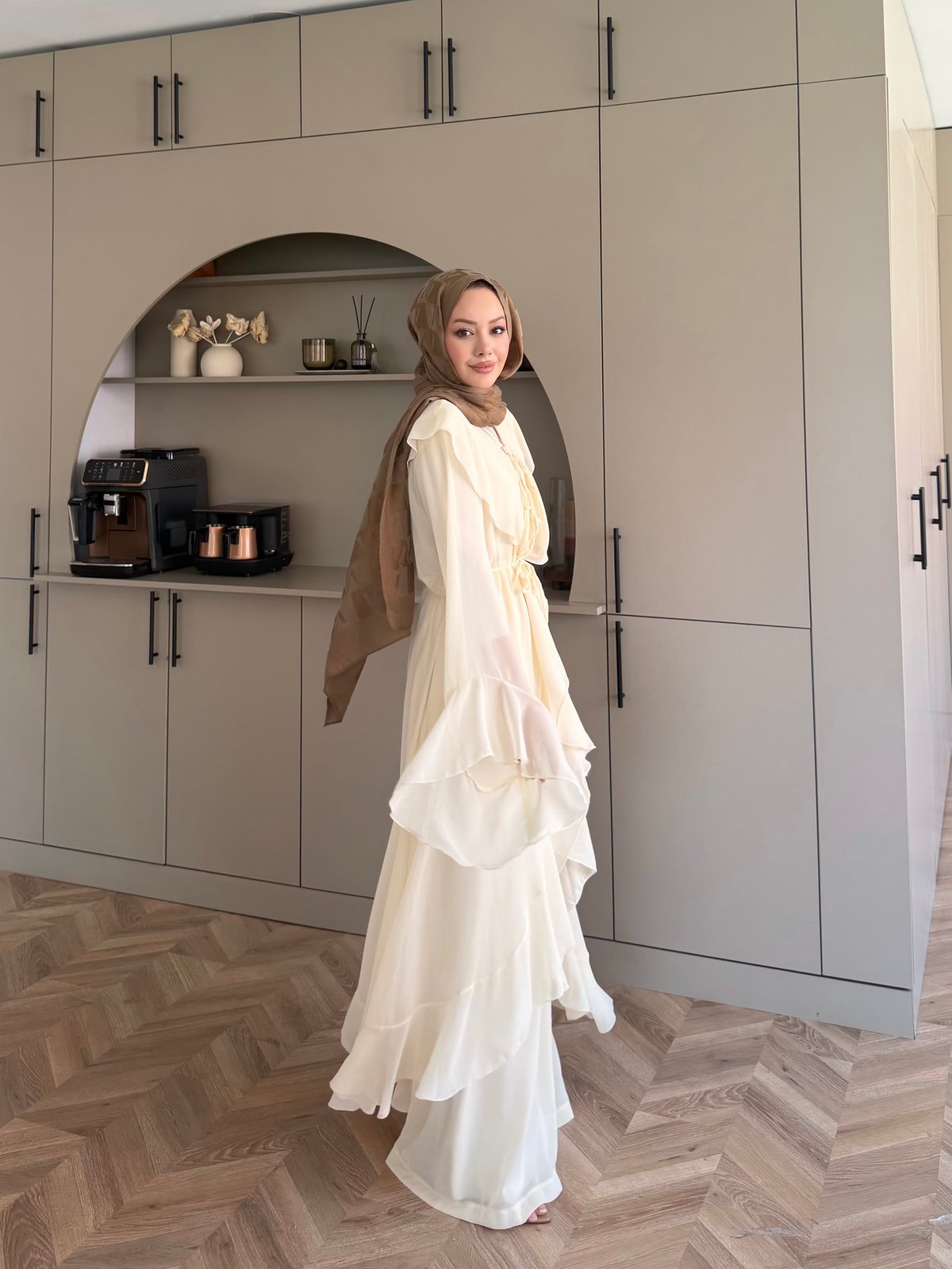 Lumira Abaya Pantolonlu Takım Sarı (8578)