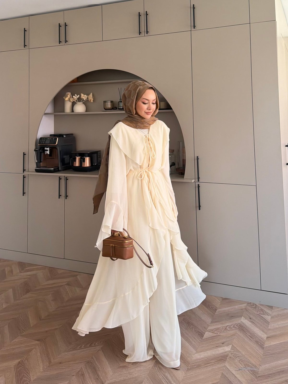 Lumira Abaya Pantolonlu Takım Sarı (8578)