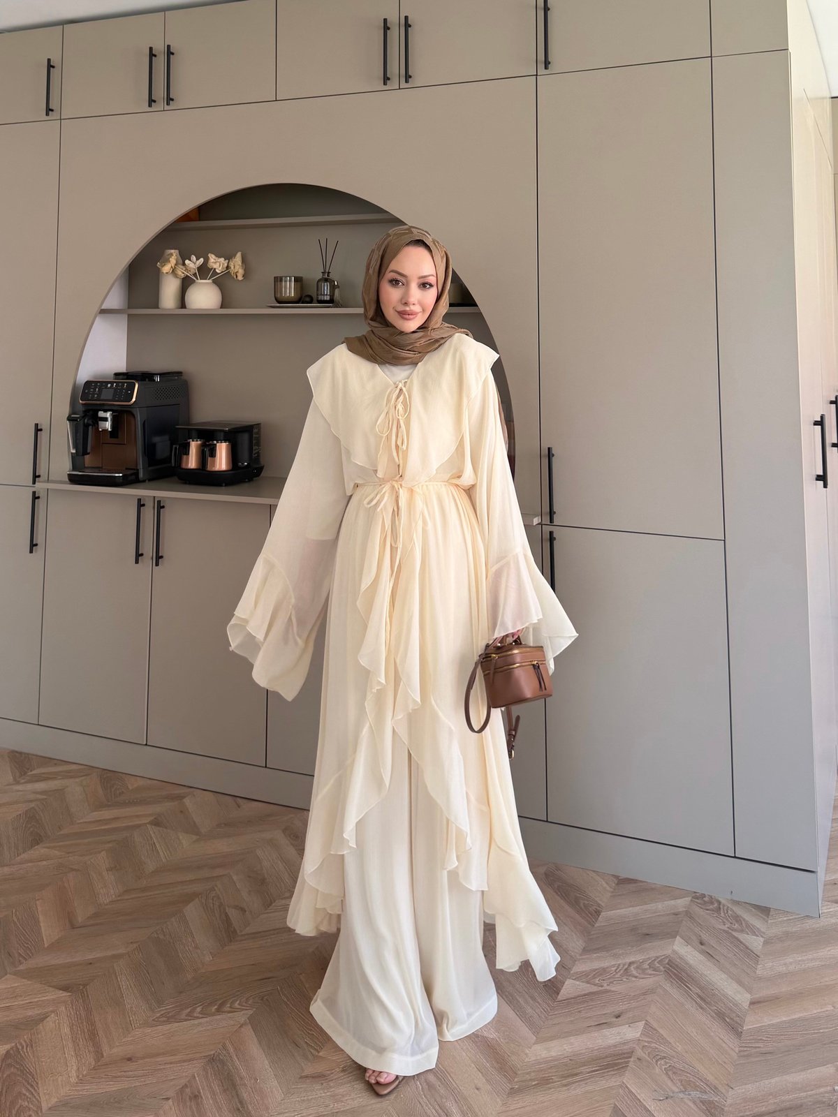 Lumira Abaya Pantolonlu Takım Sarı (8578)