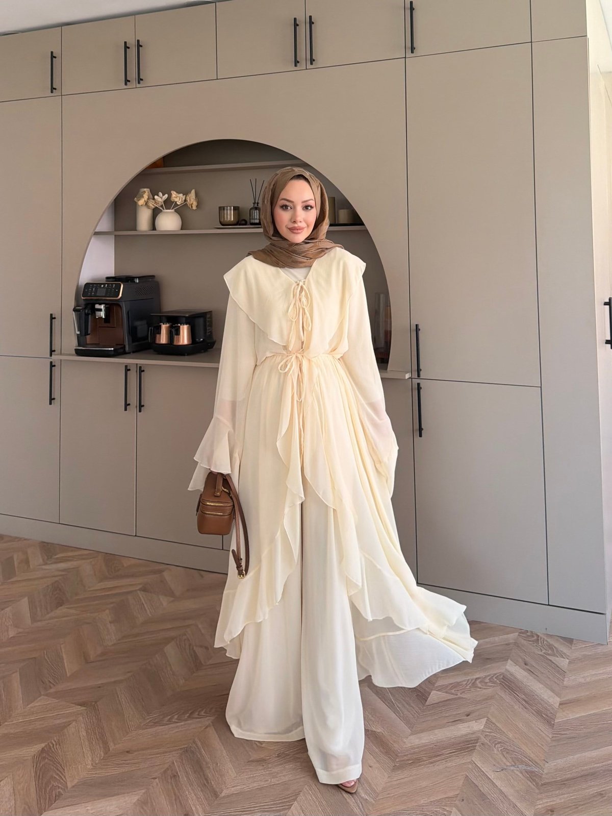 Lumira Abaya Pantolonlu Takım Sarı (8578)