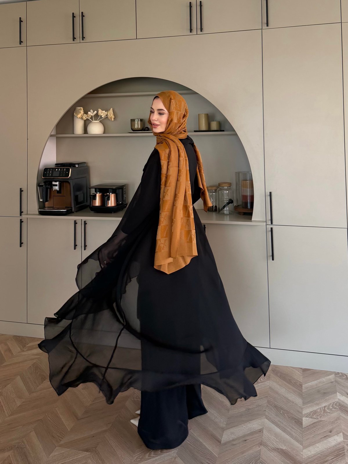Lumira Abaya Pantolonlu Takım Siyah (8578)