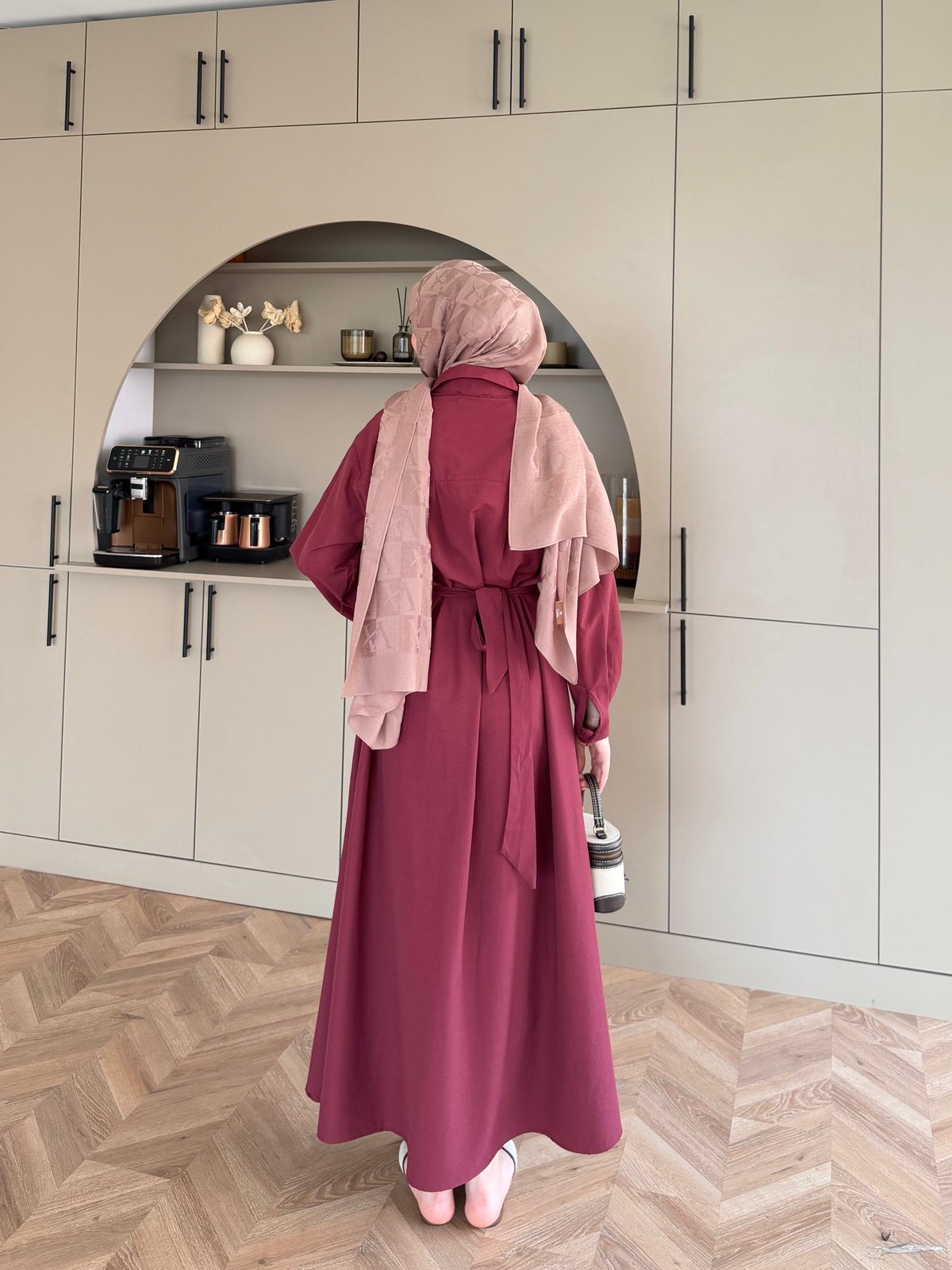 Lunelle Kemerli Elbise Bordo (4508)