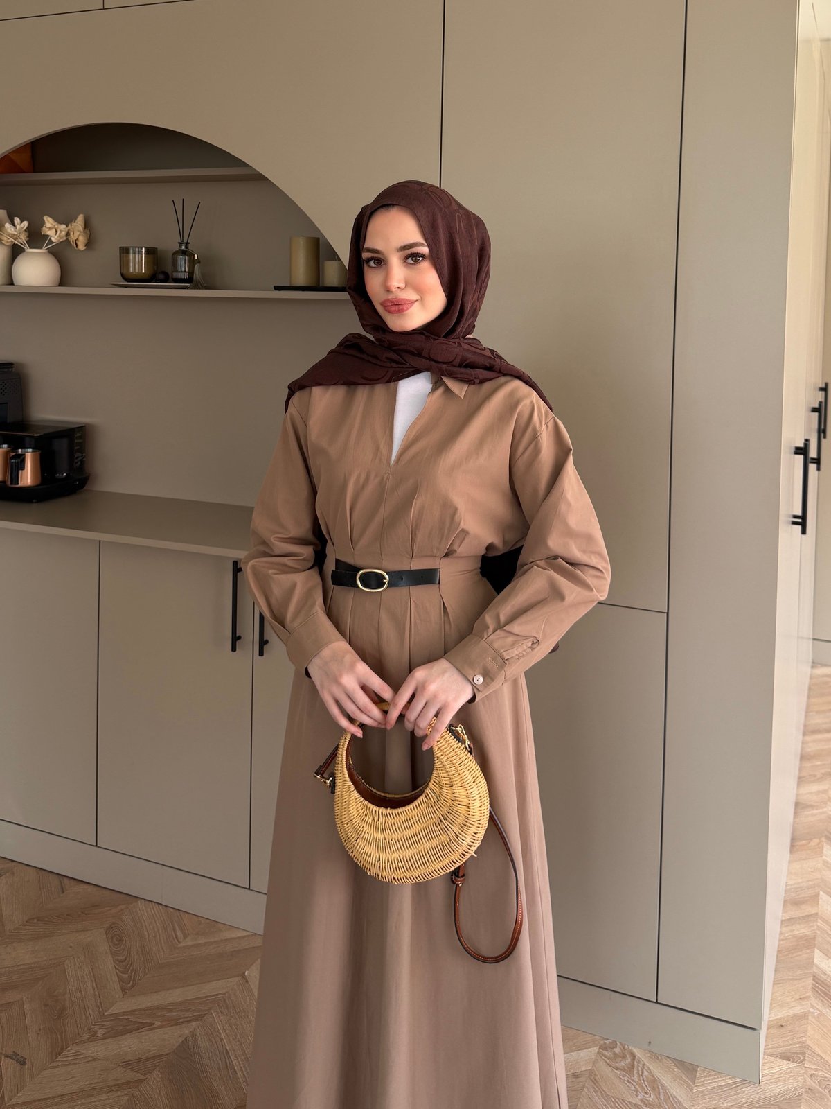 Lunelle Kemerli Elbise Vizon (4508)