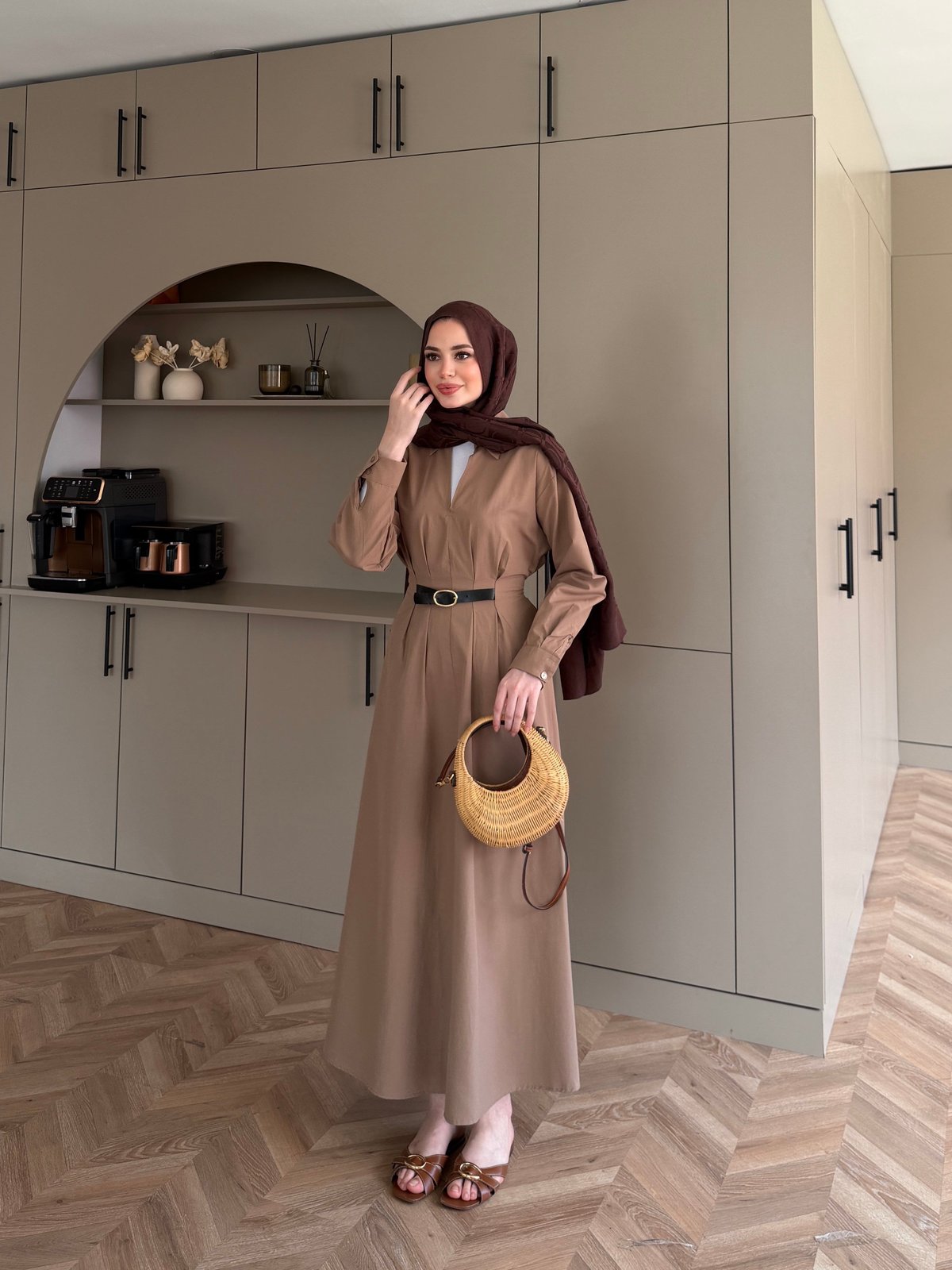 Lunelle Kemerli Elbise Vizon (4508)