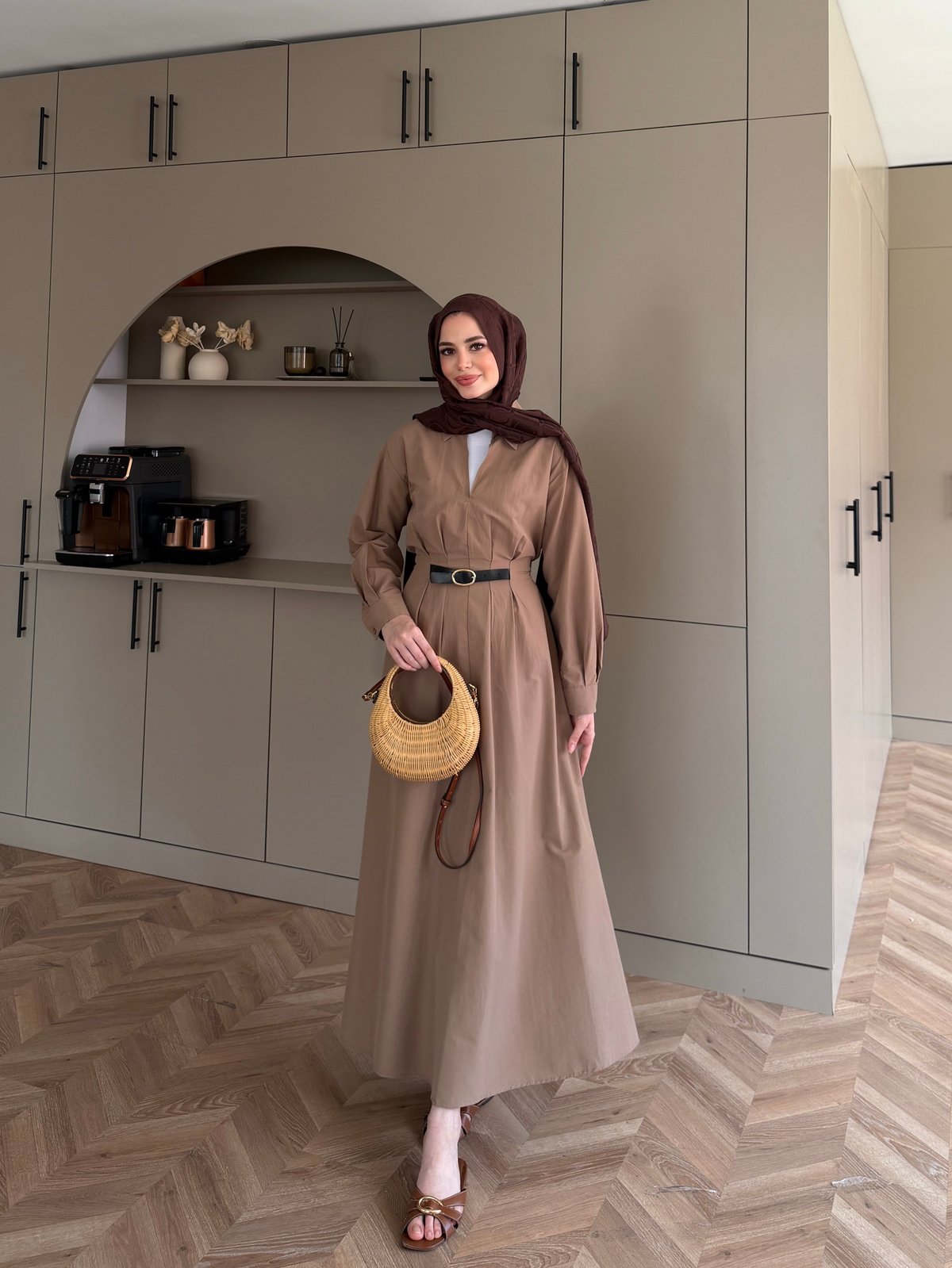 Lunelle Kemerli Elbise Vizon (4508)