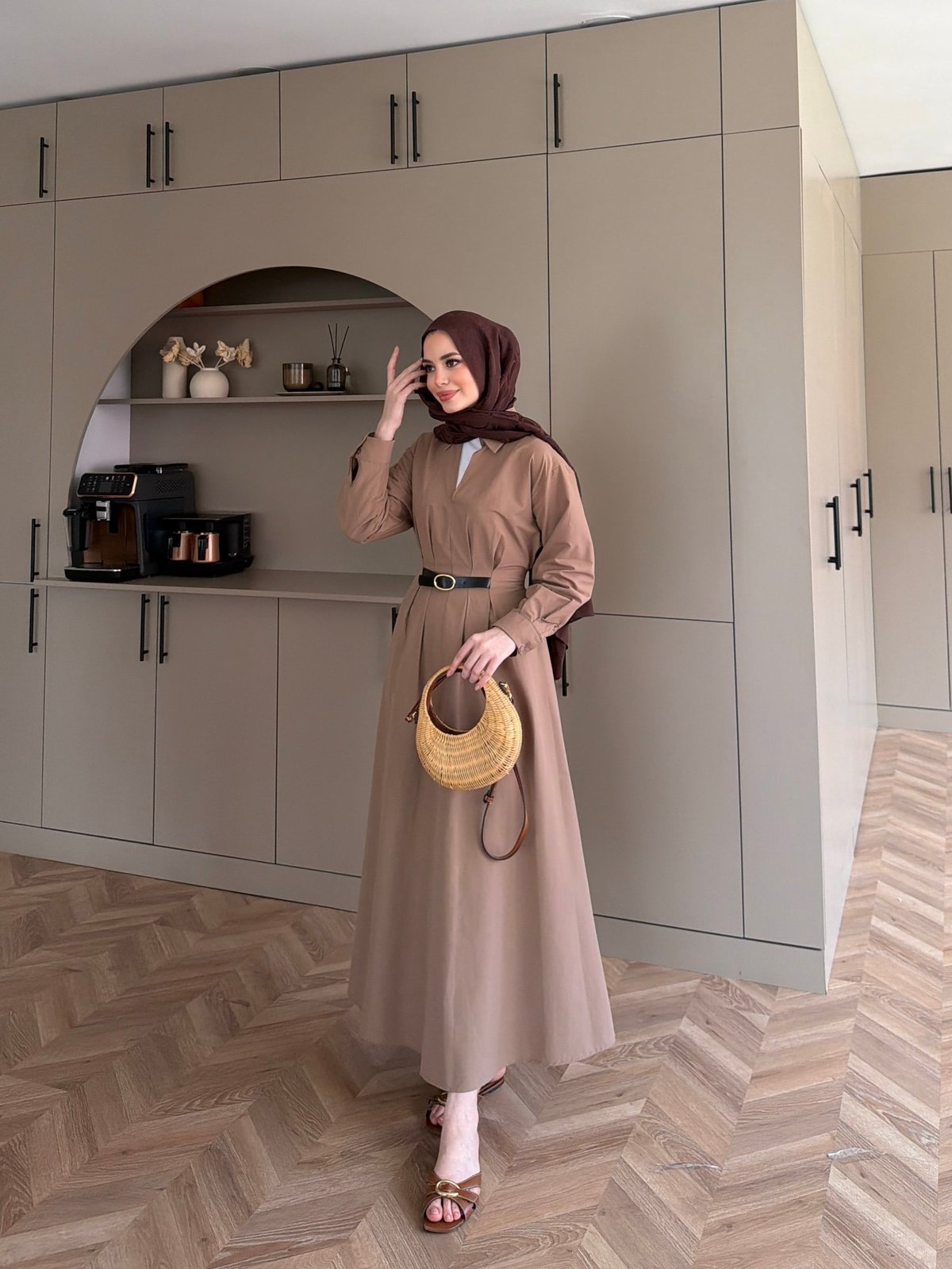 Lunelle Kemerli Elbise Vizon (4508)
