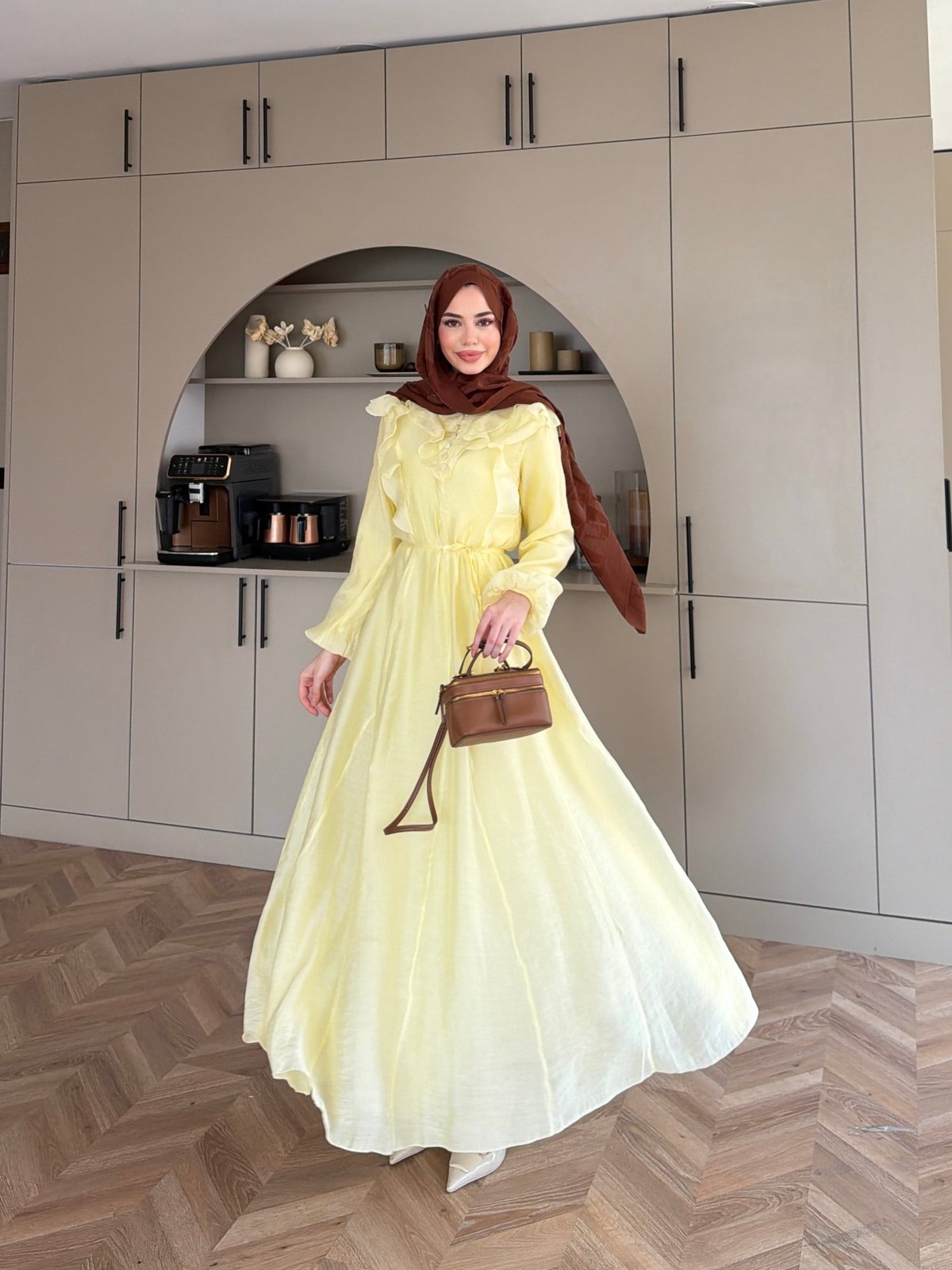 Lushe Fırfır Detaylı Elbise ButterYellow (26169)