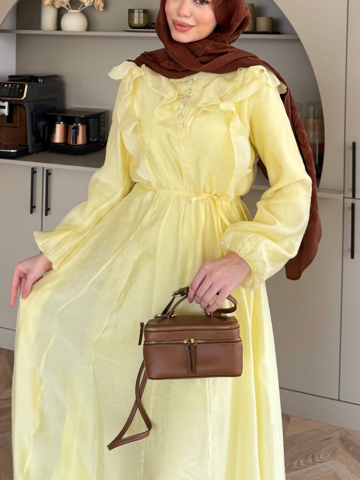 Lushe Fırfır Detaylı Elbise ButterYellow (26169)