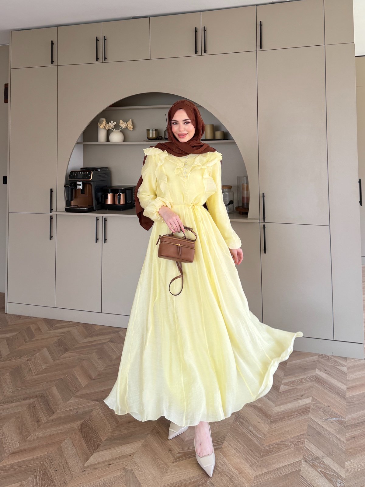 Lushe Fırfır Detaylı Elbise ButterYellow (26169)
