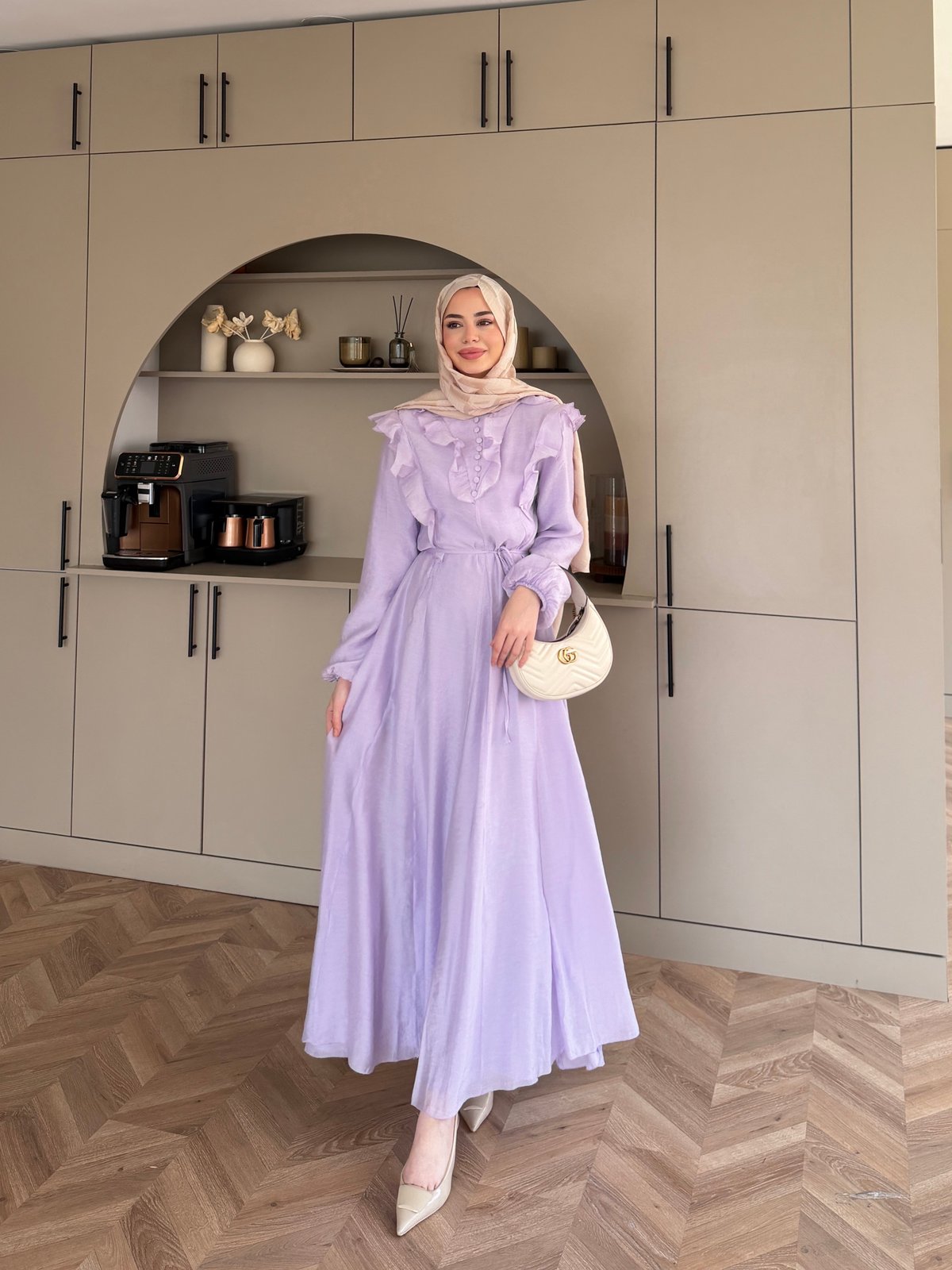 Lushe Fırfır Detaylı Elbise Mor (26169)