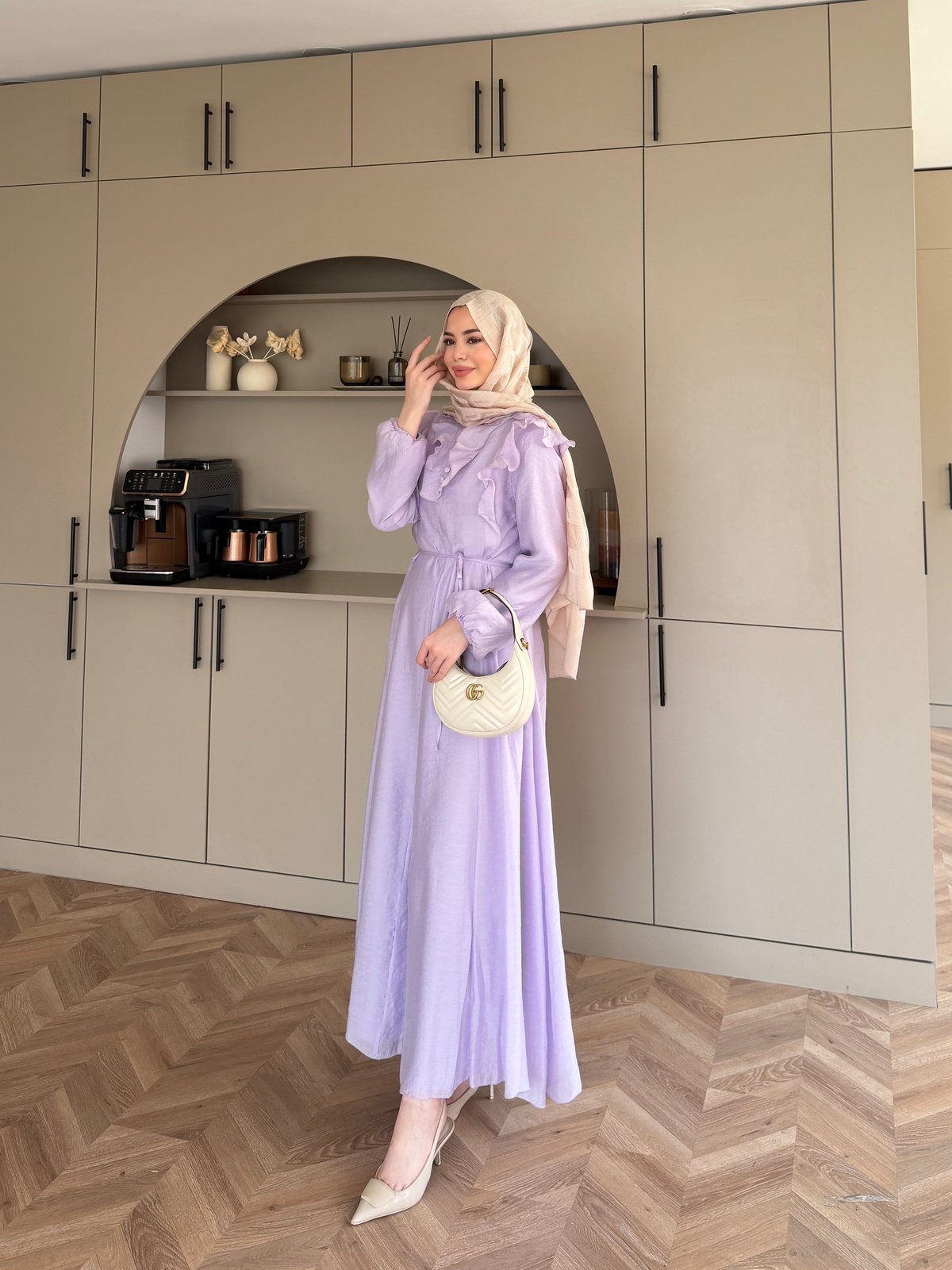 Lushe Fırfır Detaylı Elbise Mor (26169)