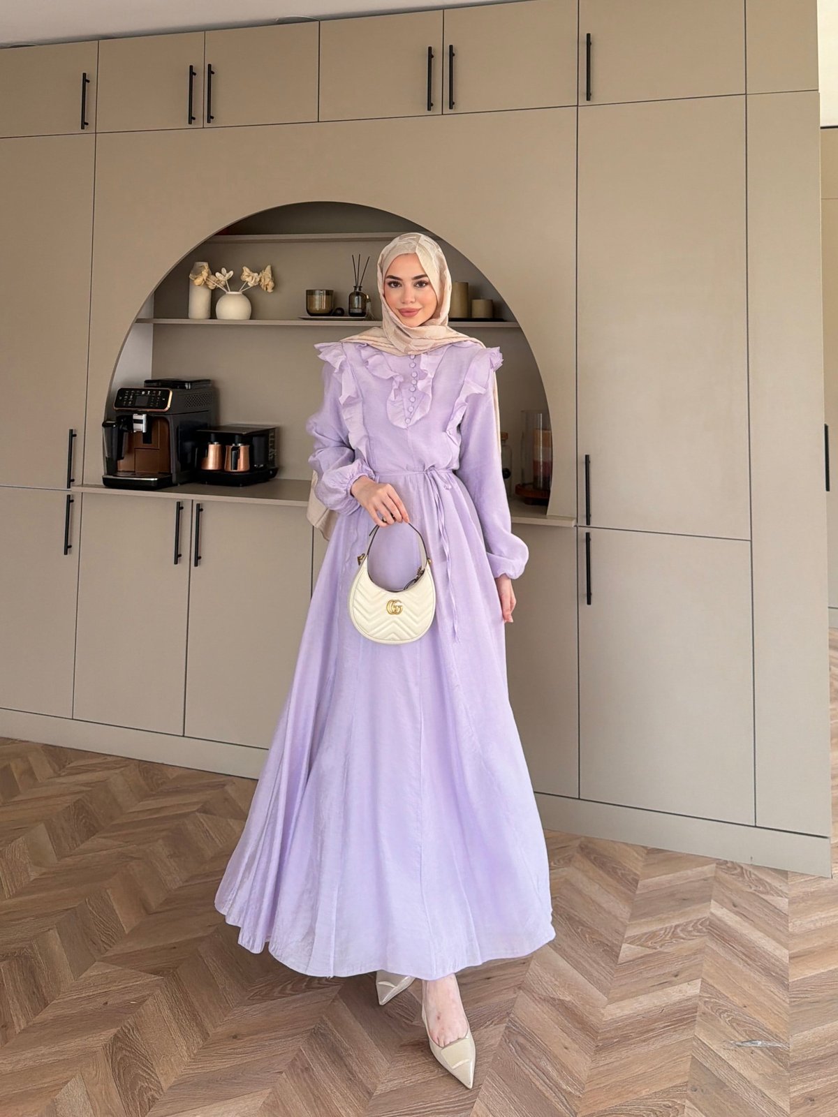 Lushe Fırfır Detaylı Elbise Mor (26169)