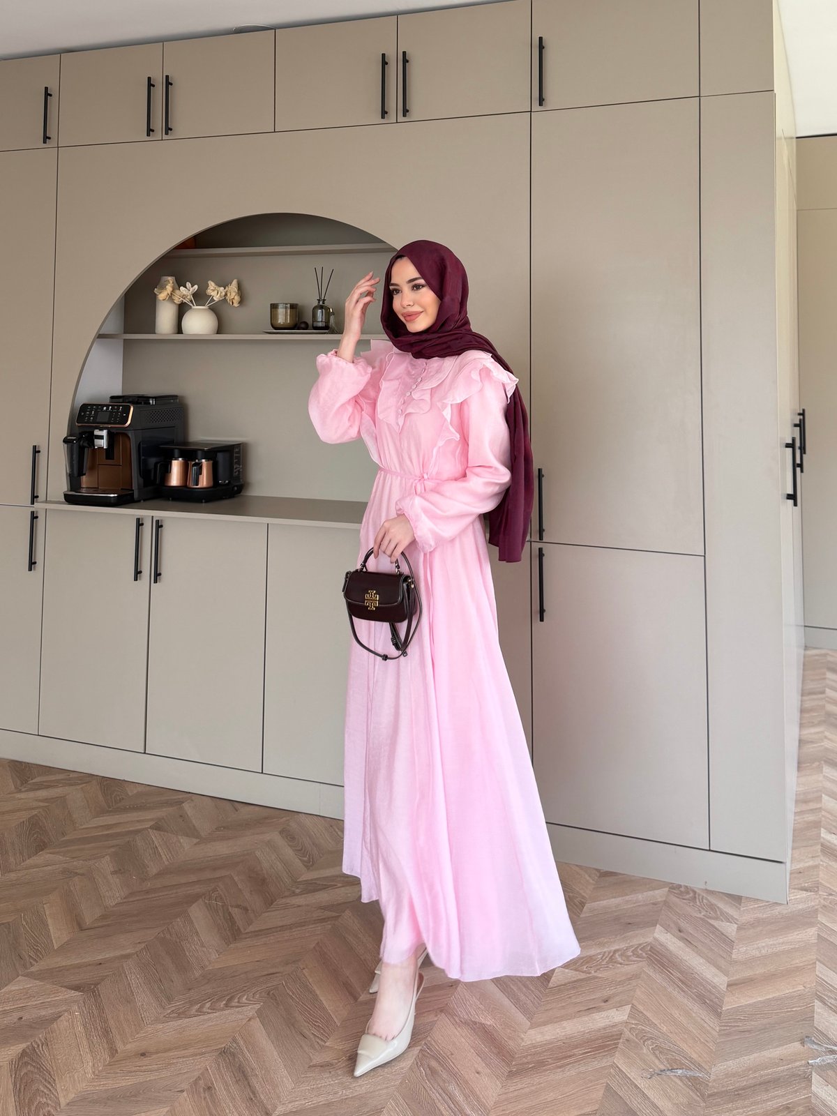 Lushe Fırfır Detaylı Elbise Pembe (26169)