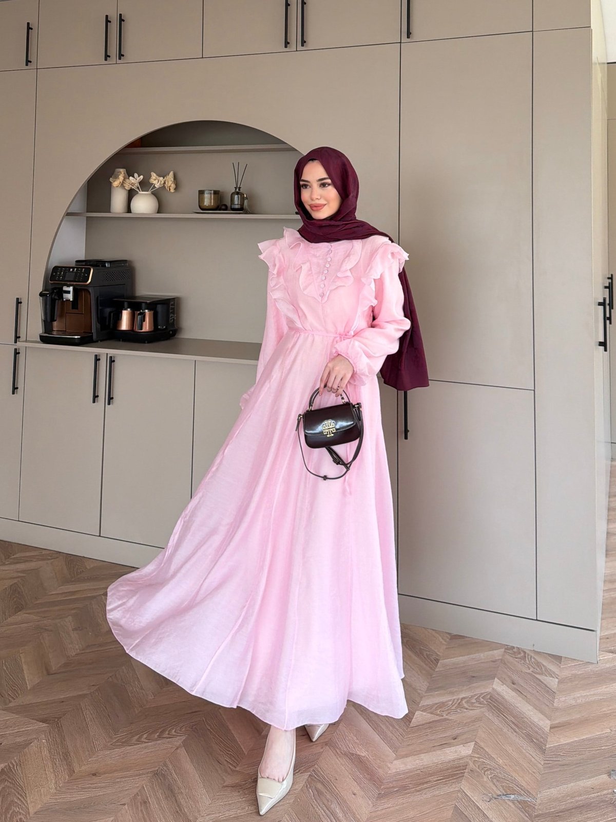 Lushe Fırfır Detaylı Elbise Pembe (26169)