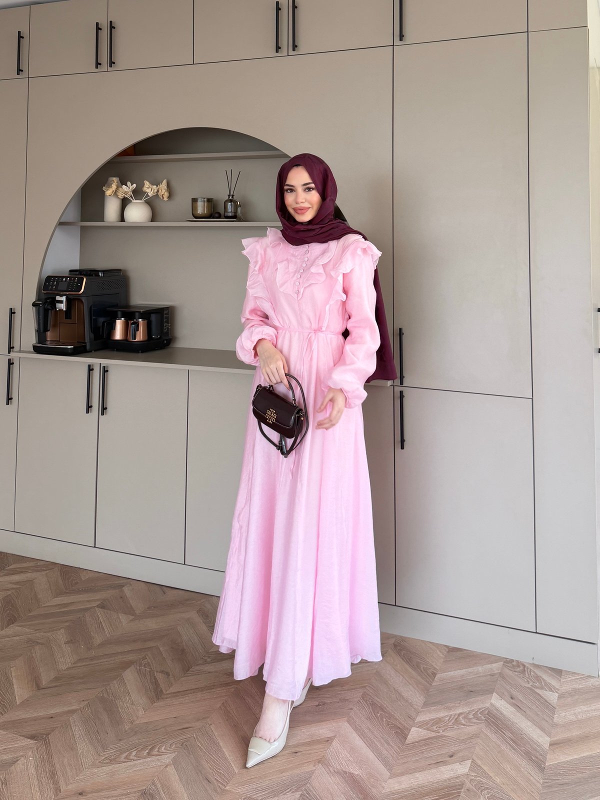 Lushe Fırfır Detaylı Elbise Pembe (26169)
