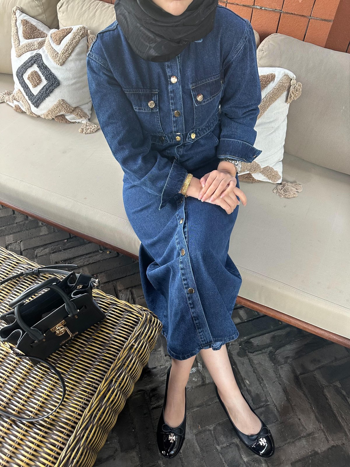 Mabel Çıtçıtlı Kot Elbise Lacivert (0598)