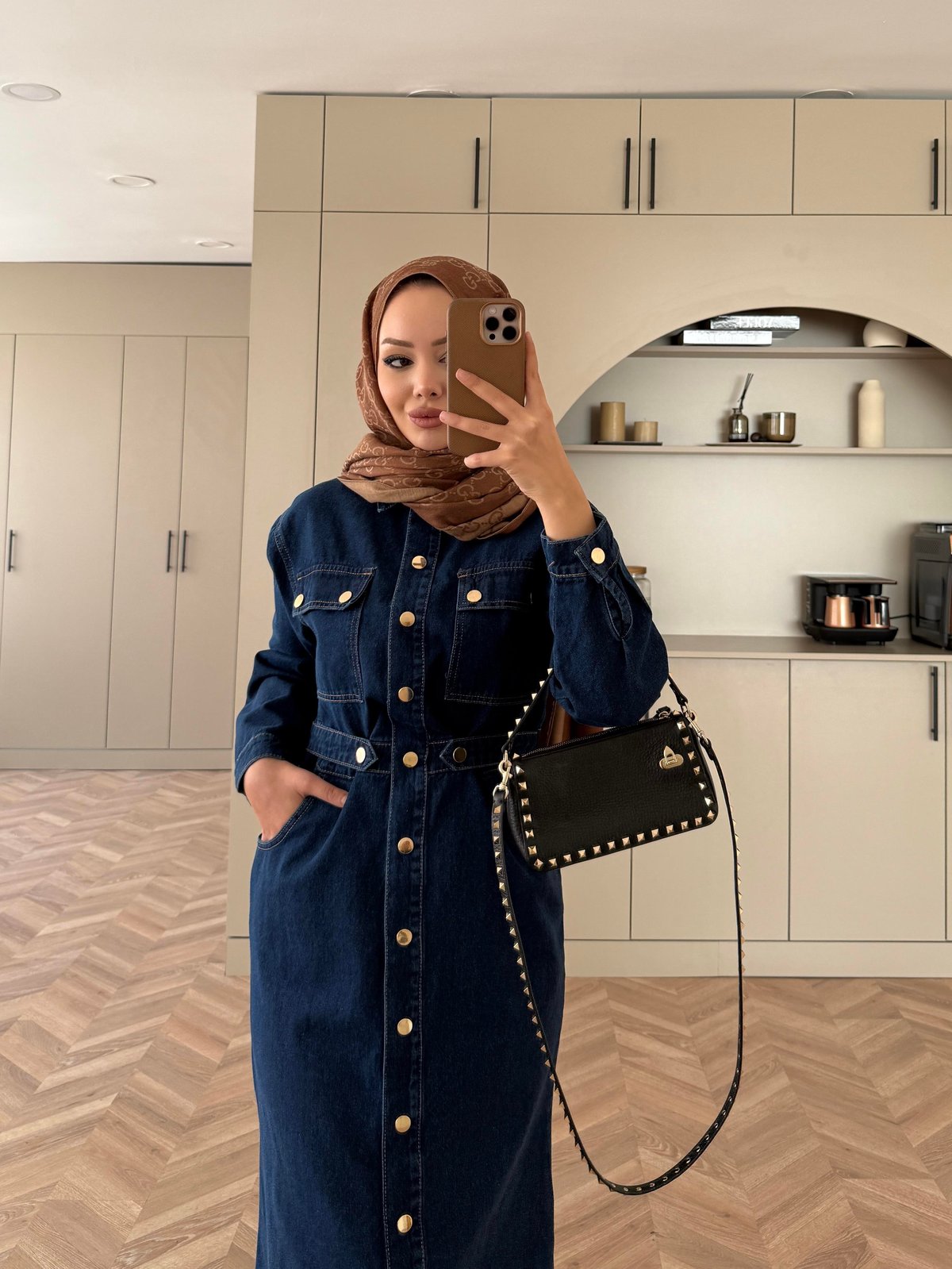 Mabel Çıtçıtlı Kot Elbise Lacivert (0598)