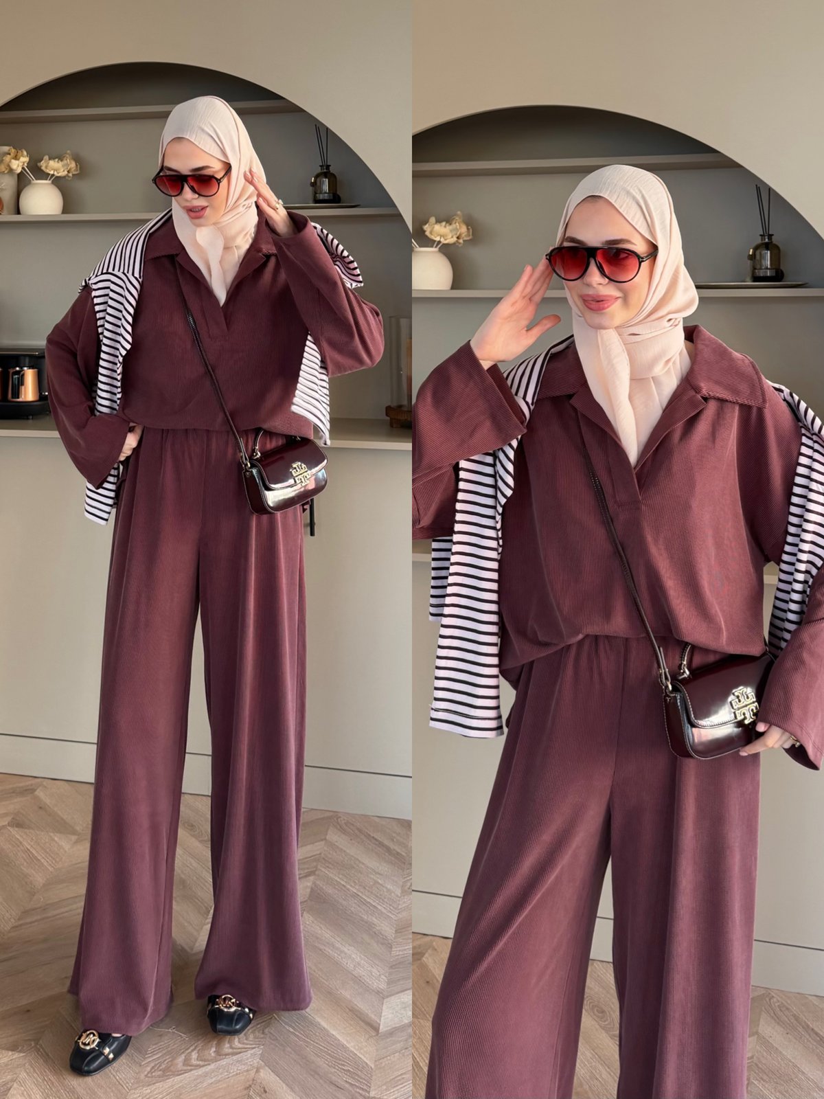 Mantra Polo Yaka Pantolonlu Takım Mürdüm (4593)
