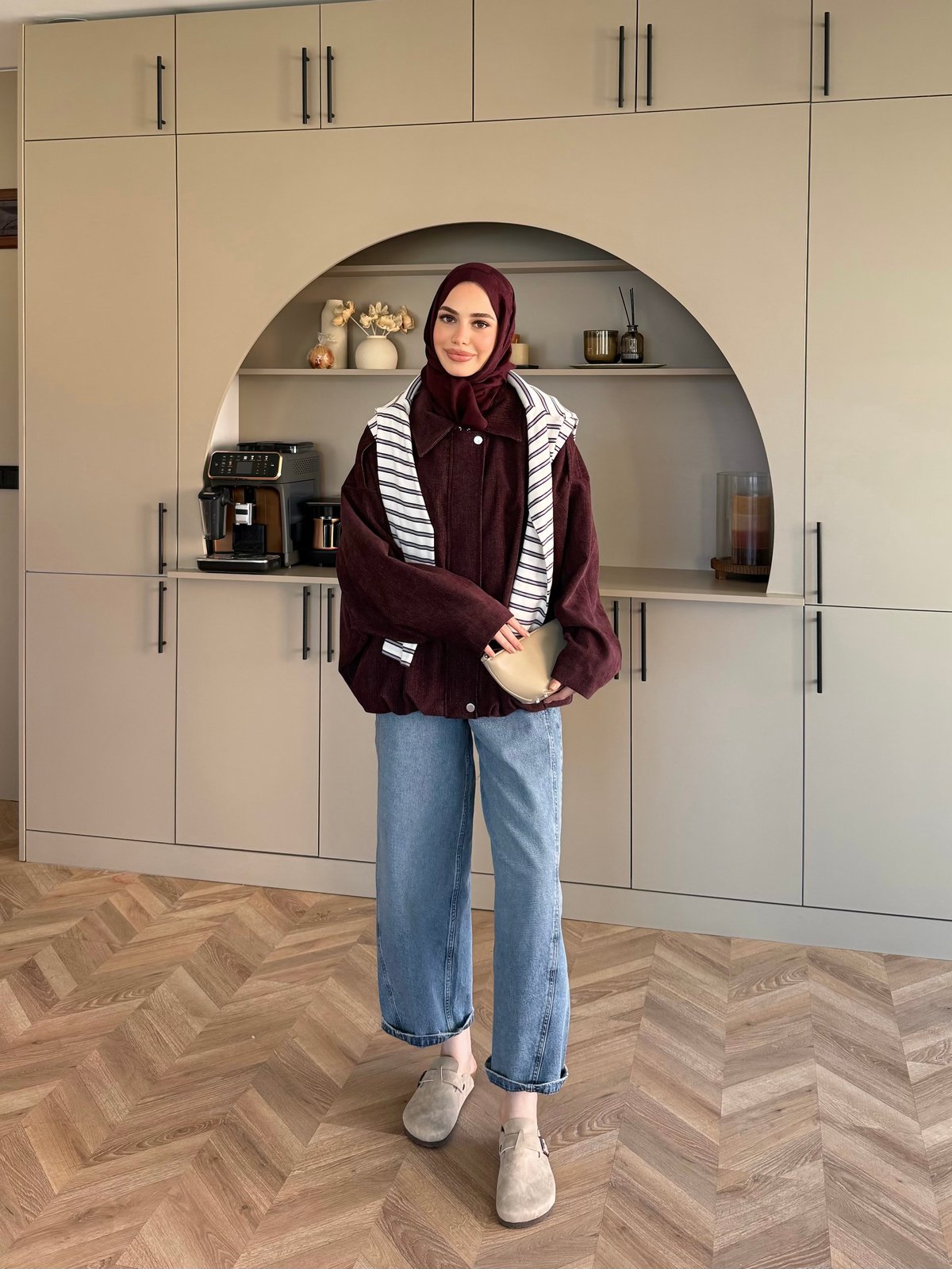Liray Kadife Bomber Ceket Bordo (4563)