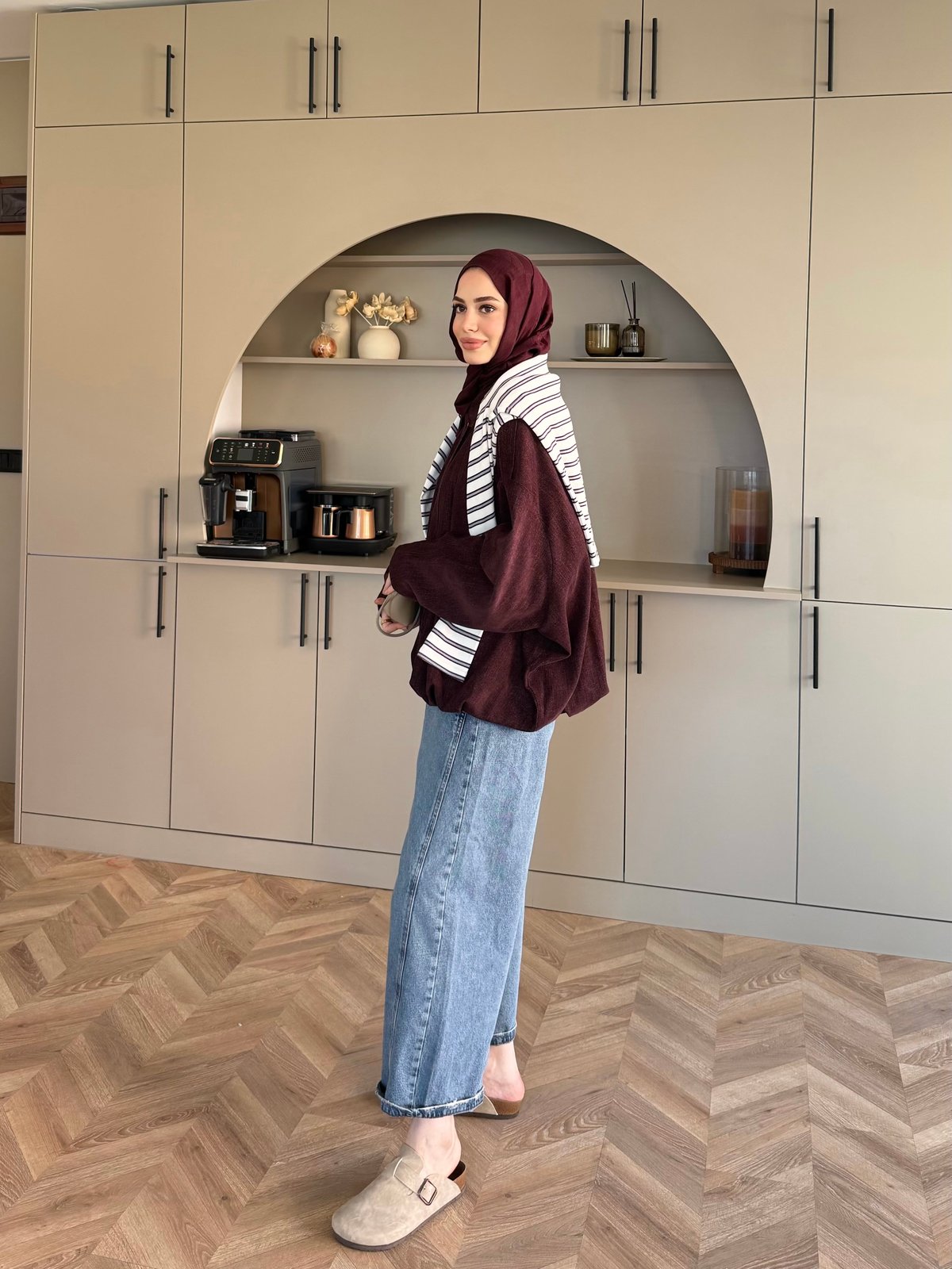 Liray Kadife Bomber Ceket Bordo (4563)