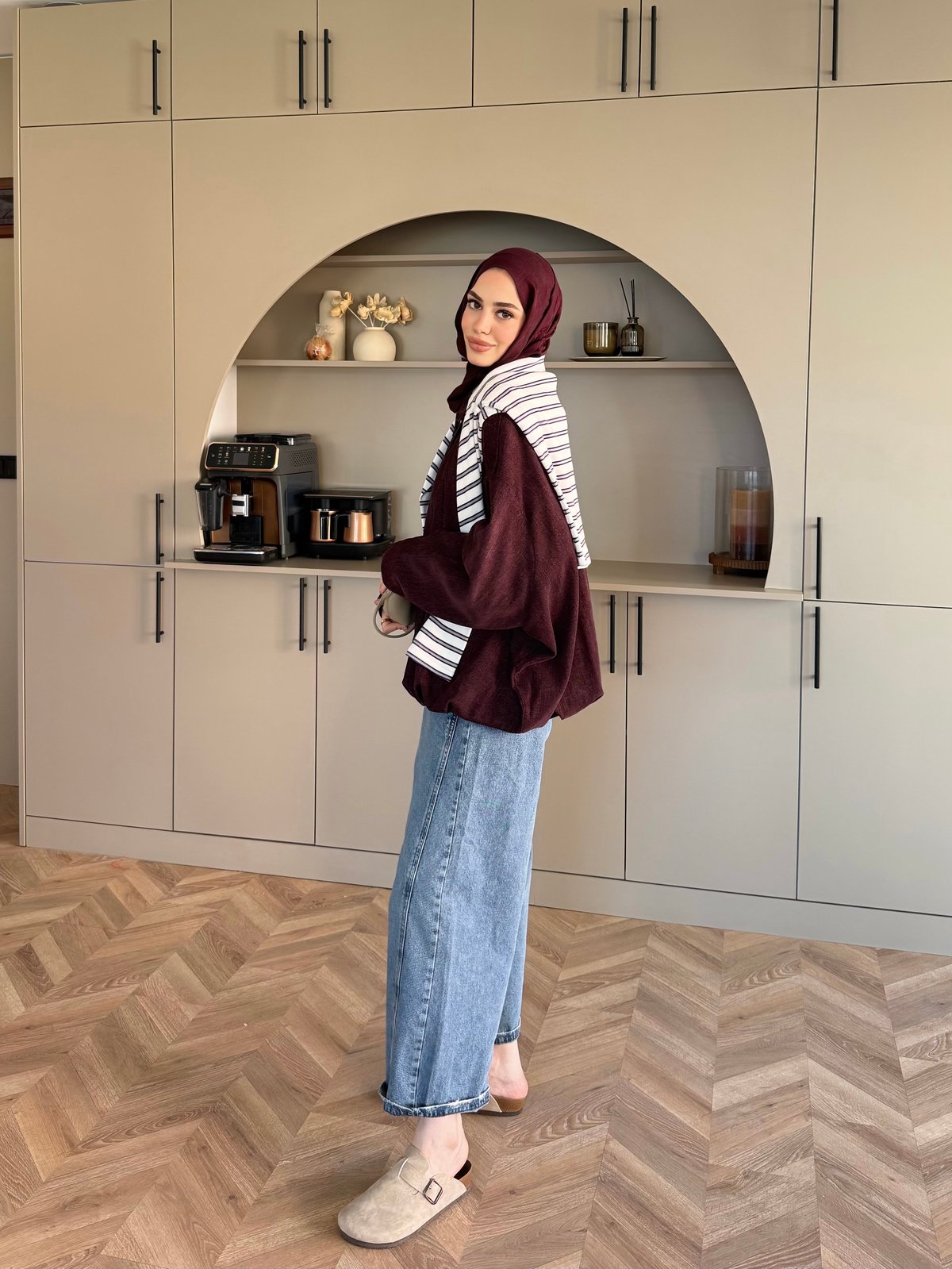Liray Kadife Bomber Ceket Bordo (4563)