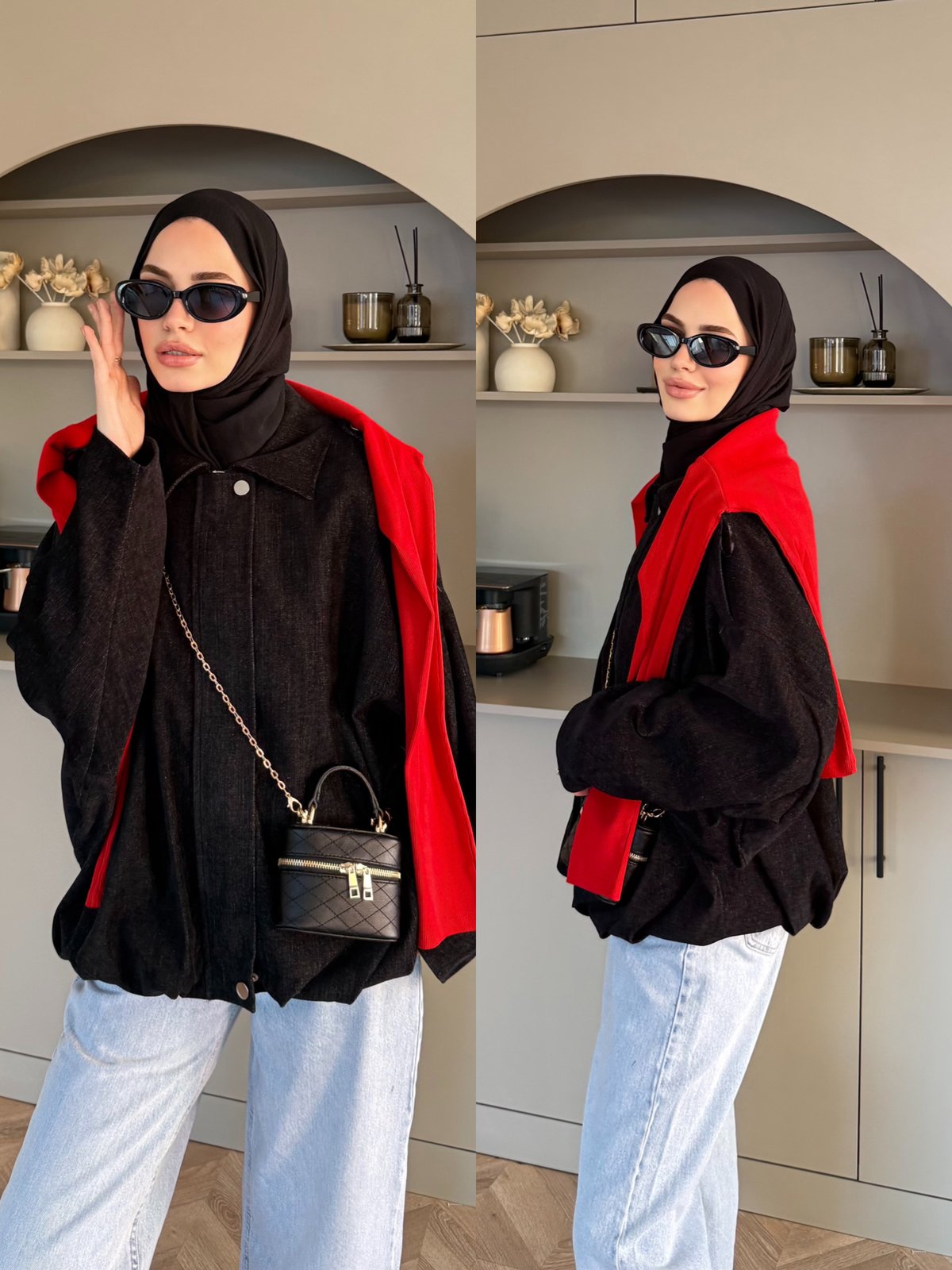 Maren Kadife Bomber Ceket Siyah (4563)