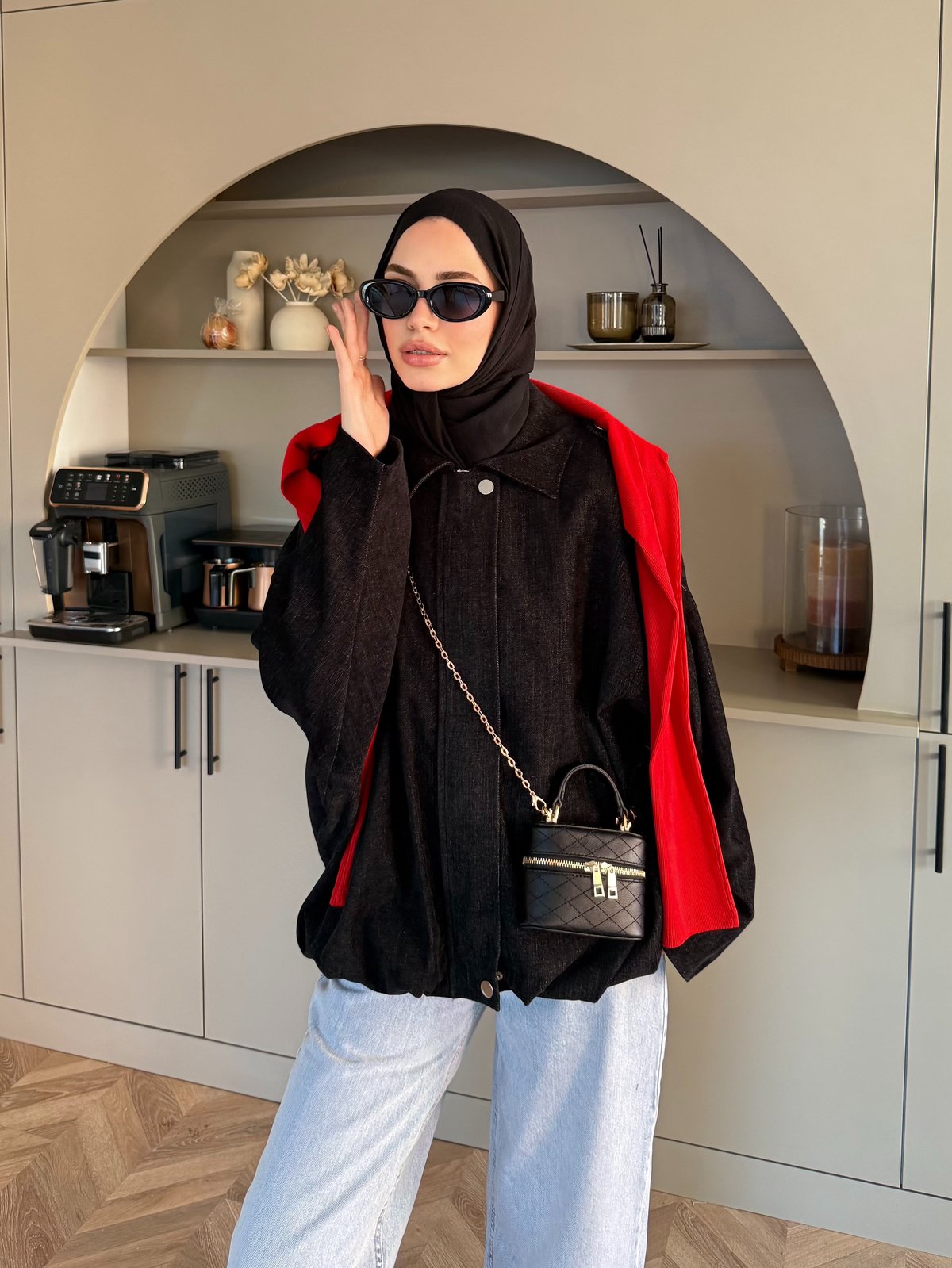 Maren Kadife Bomber Ceket Siyah (4563)